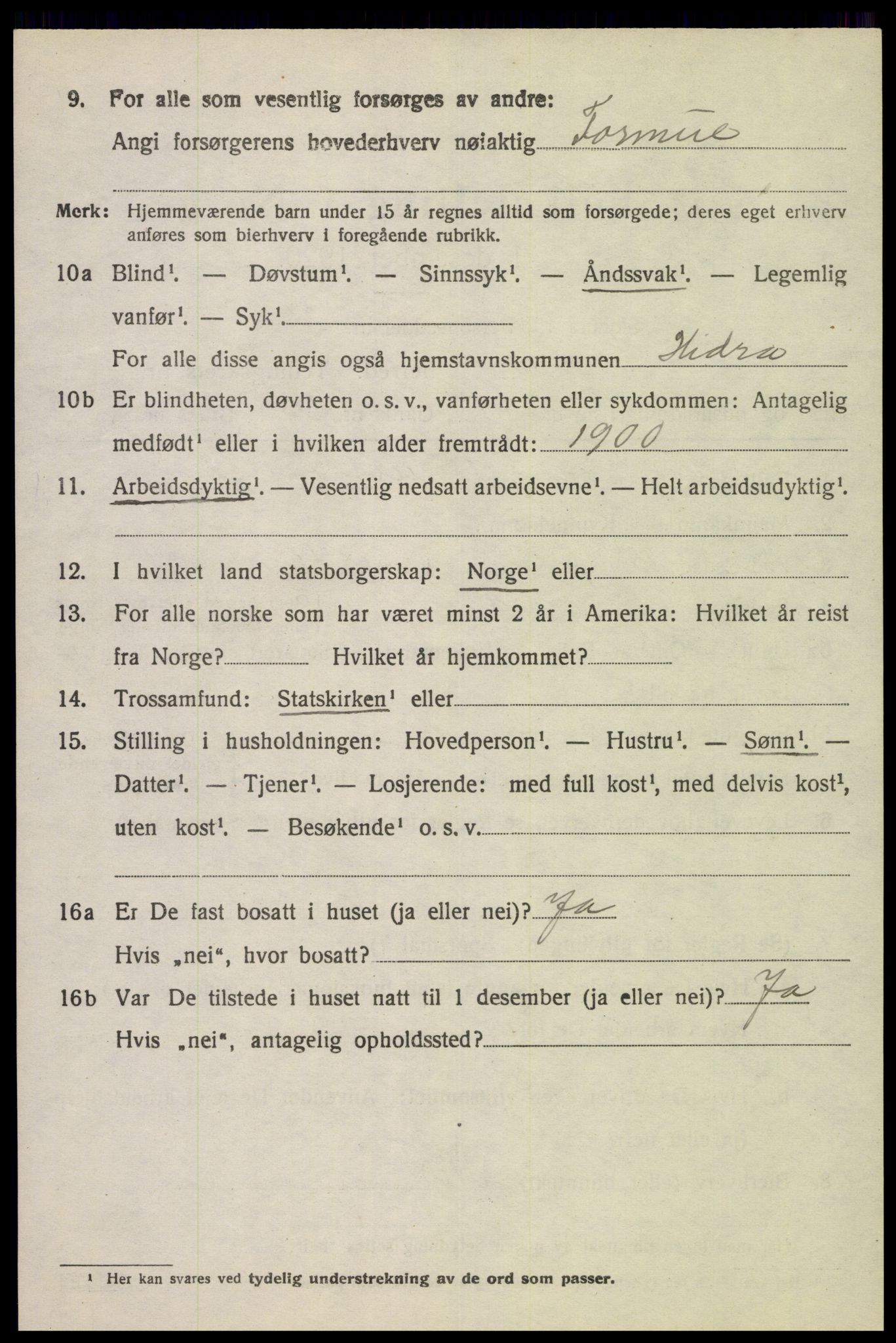 SAK, Folketelling 1920 for 1042 Hidra herred, 1920, s. 4061