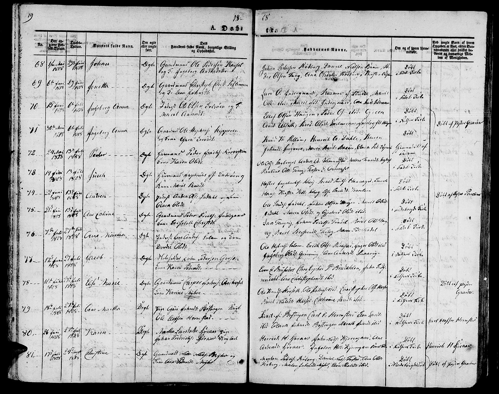 Ministerialprotokoller, klokkerbøker og fødselsregistre - Sør-Trøndelag, SAT/A-1456/646/L0609: Ministerialbok nr. 646A07, 1826-1838, s. 19