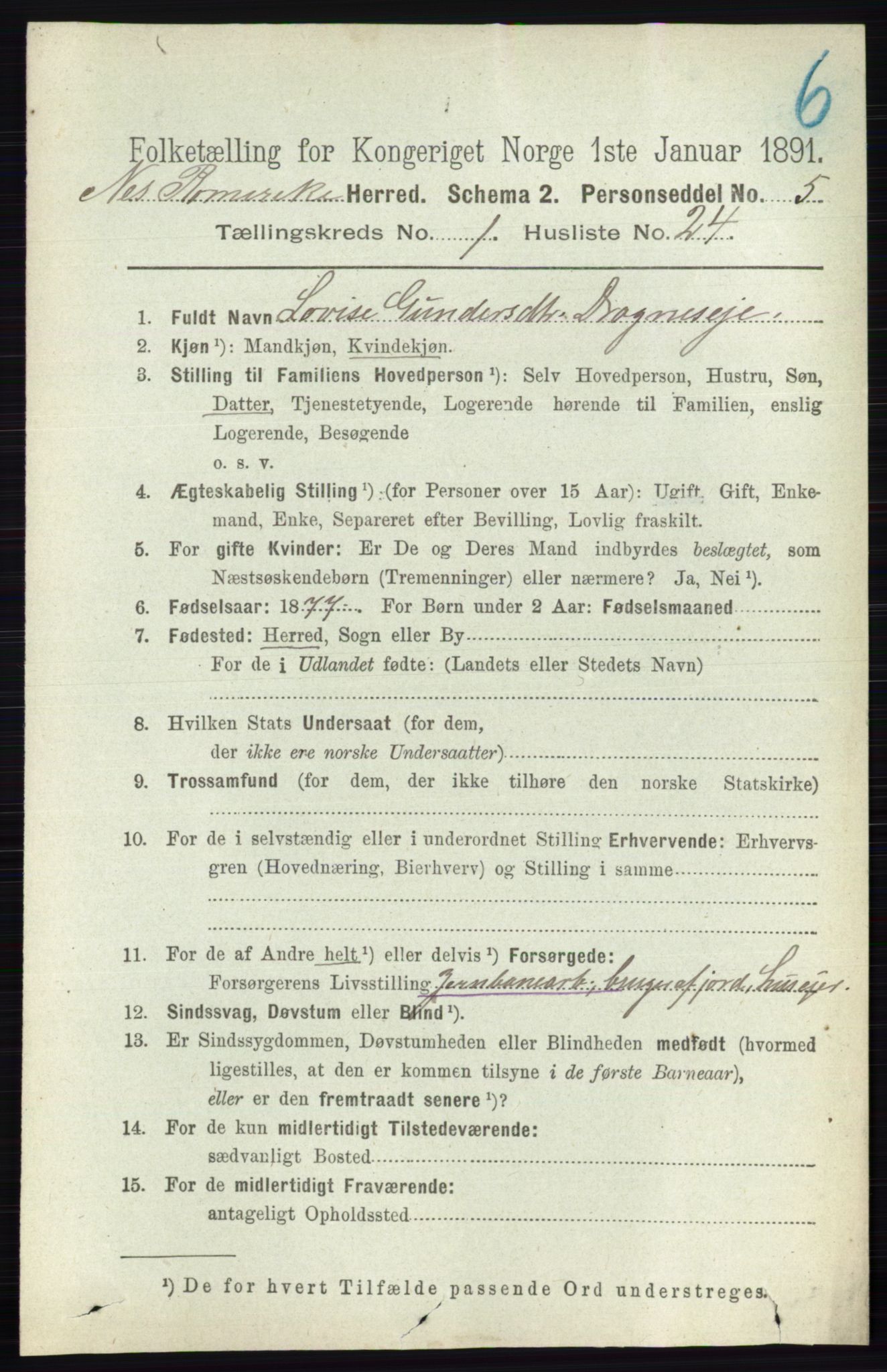 RA, Folketelling 1891 for 0236 Nes herred, 1891, s. 276