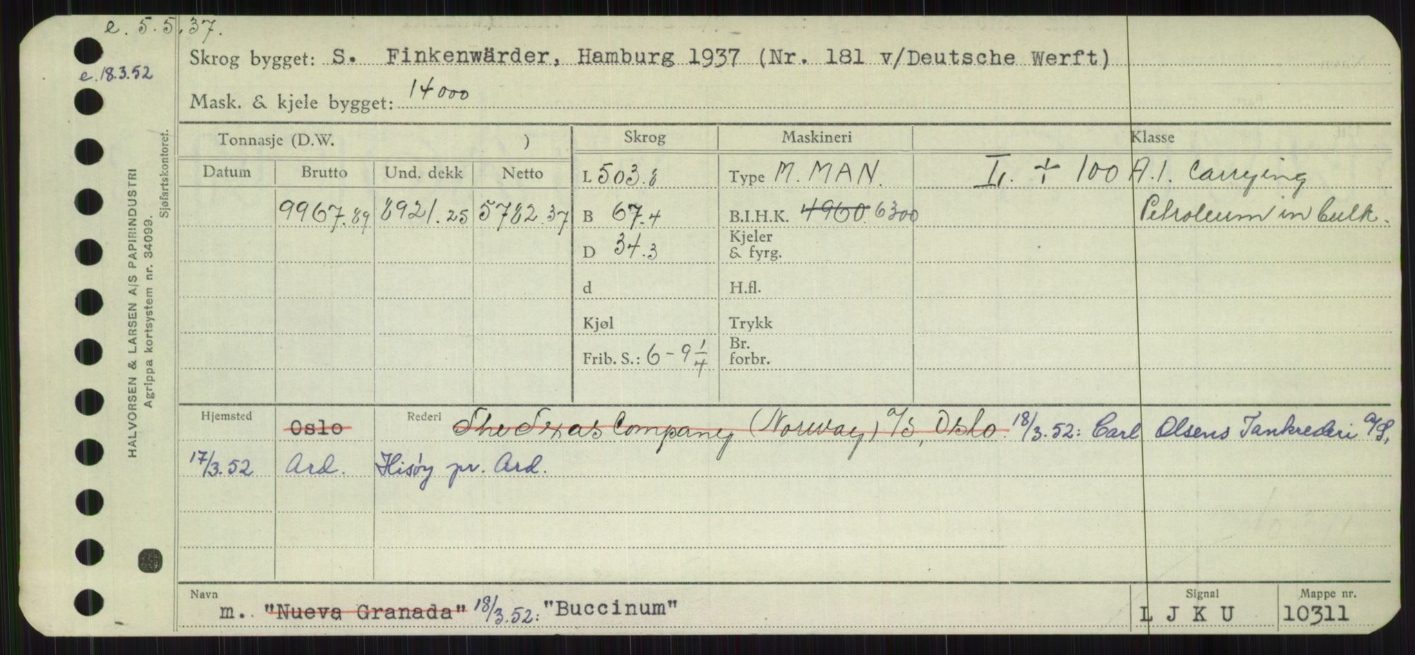 Sjøfartsdirektoratet med forløpere, Skipsmålingen, RA/S-1627/H/Hb/L0001: Fartøy, A-D, s. 397