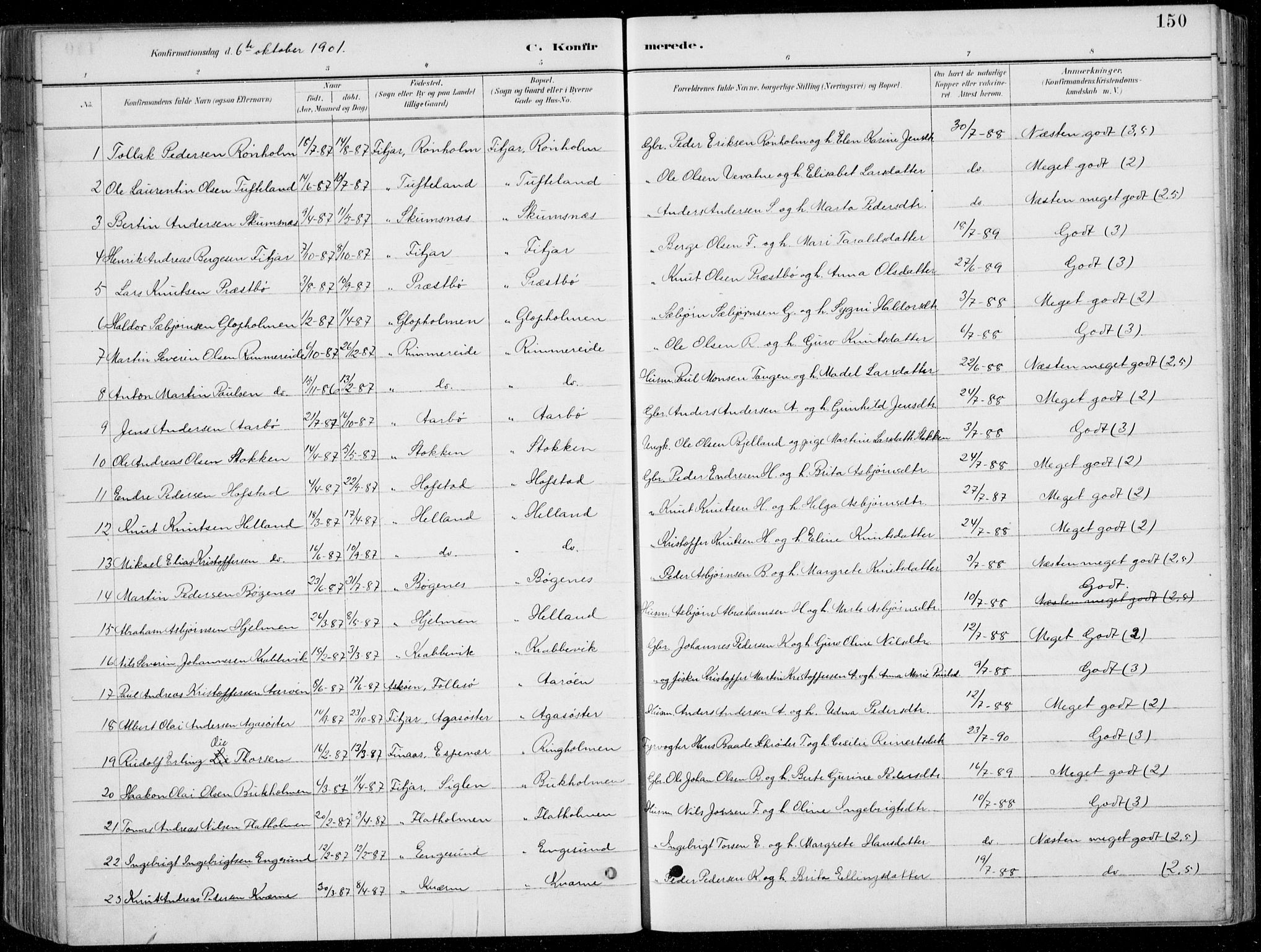 Fitjar sokneprestembete, AV/SAB-A-99926: Klokkerbok nr. A 2, 1887-1906, s. 150