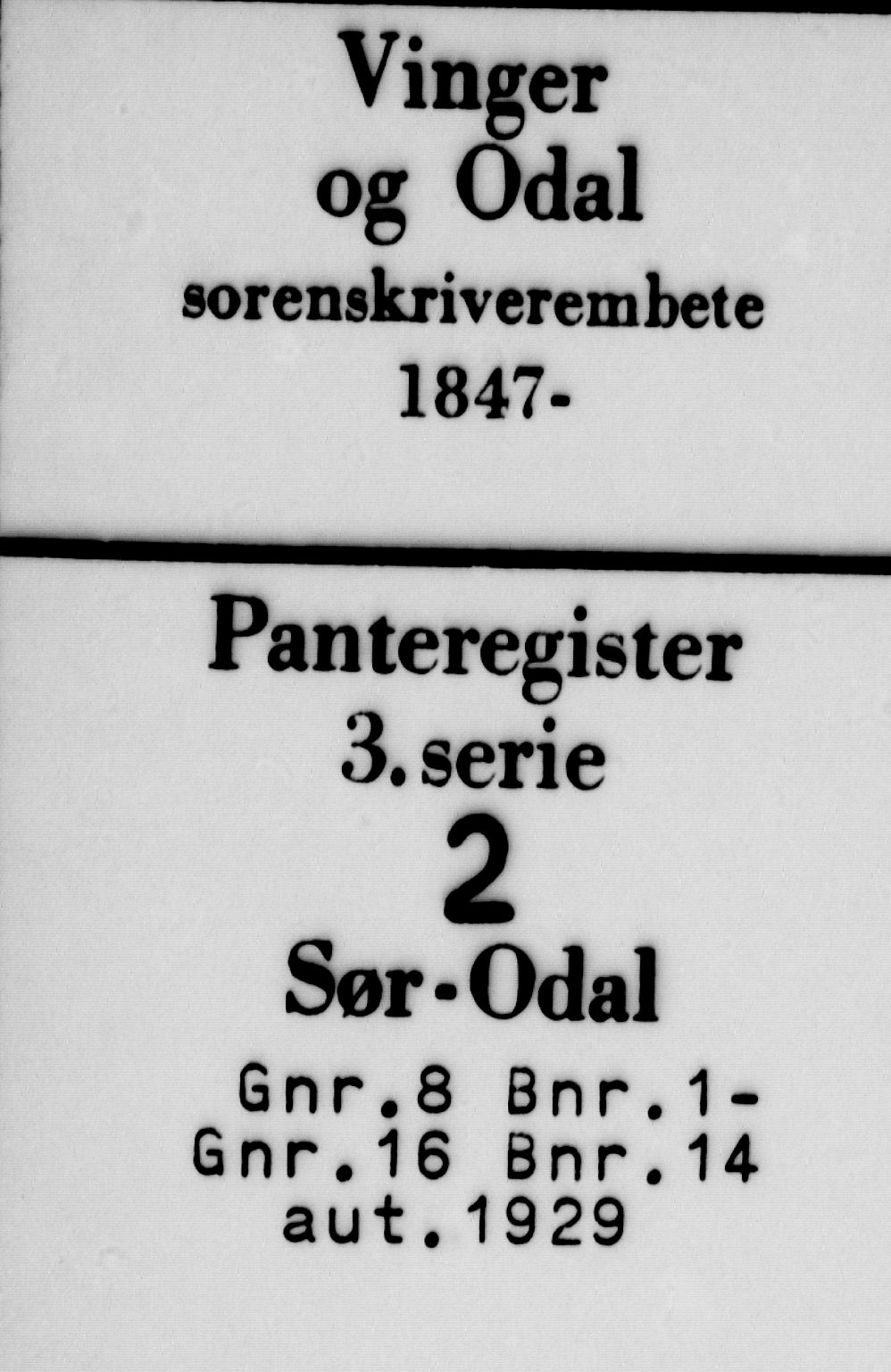 Vinger og Odal sorenskriveri, AV/SAH-TING-022/H/Ha/Hac/Haca/L0002: Panteregister nr. 3.2, 1929