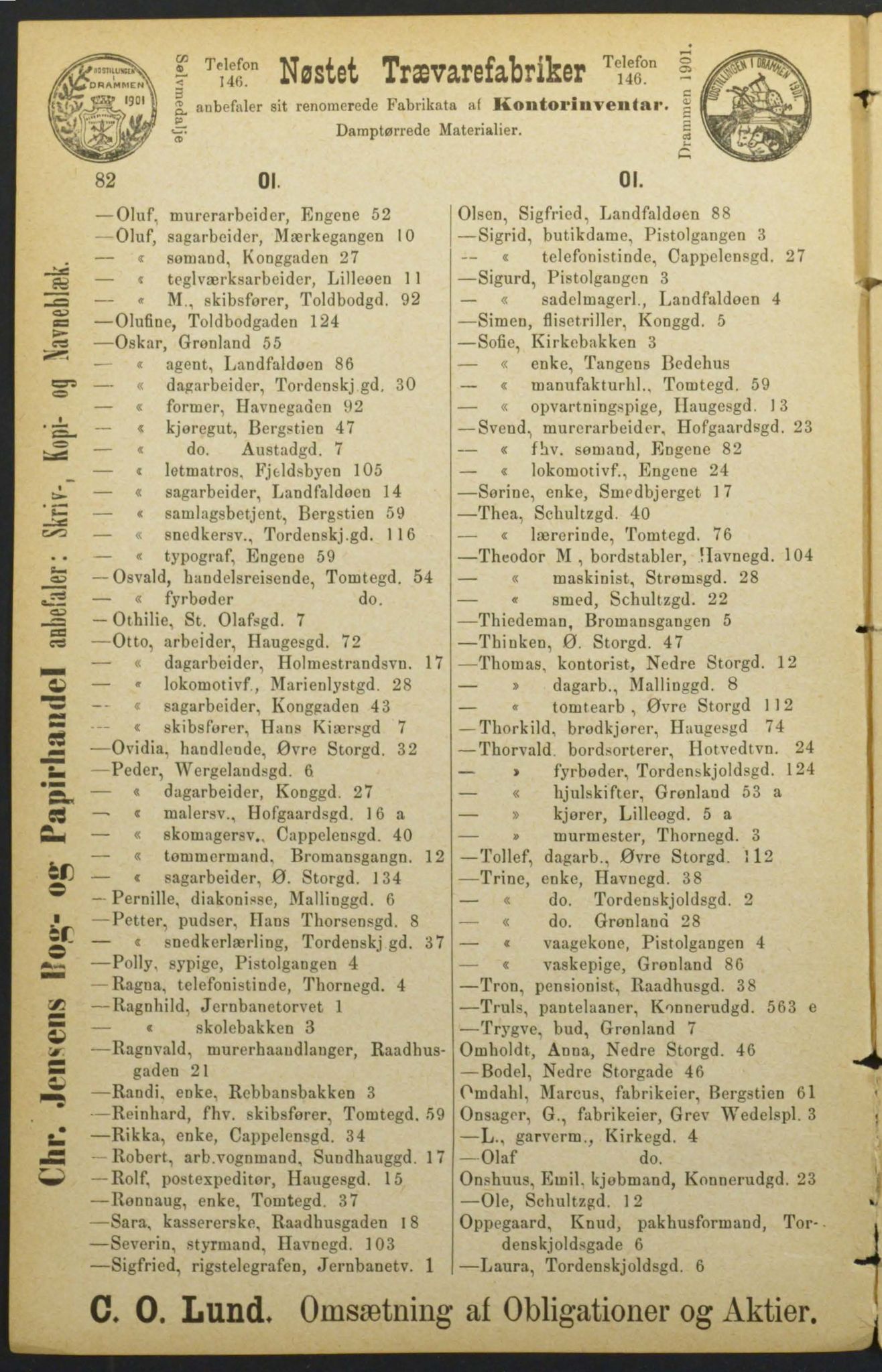 Drammen adressebok, DRMK/-, 1904-1905, s. 82