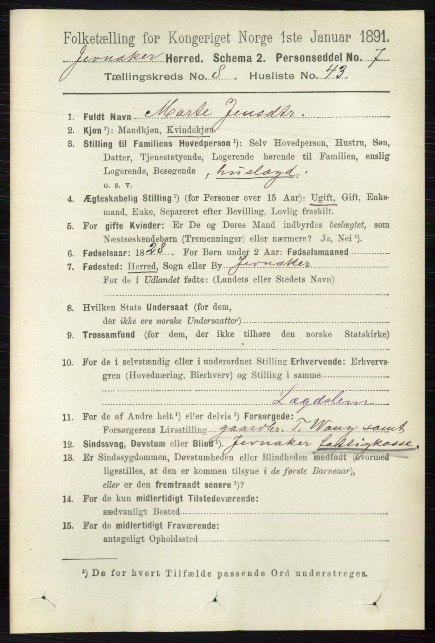 RA, Folketelling 1891 for 0532 Jevnaker herred, 1891, s. 4616