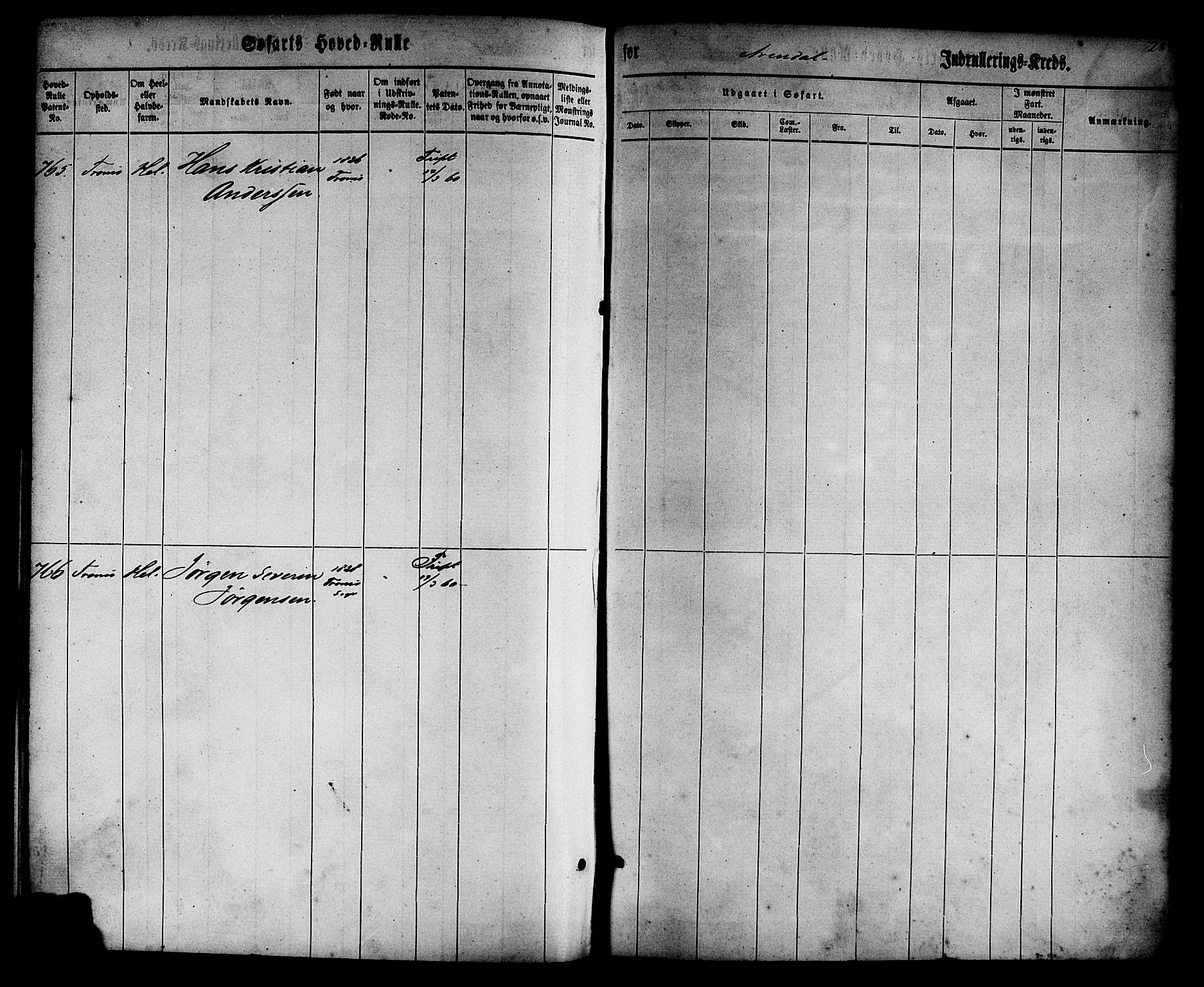 Arendal mønstringskrets, SAK/2031-0012/F/Fb/L0008: Hovedrulle nr 1-766, S-6, 1860-1865, s. 391