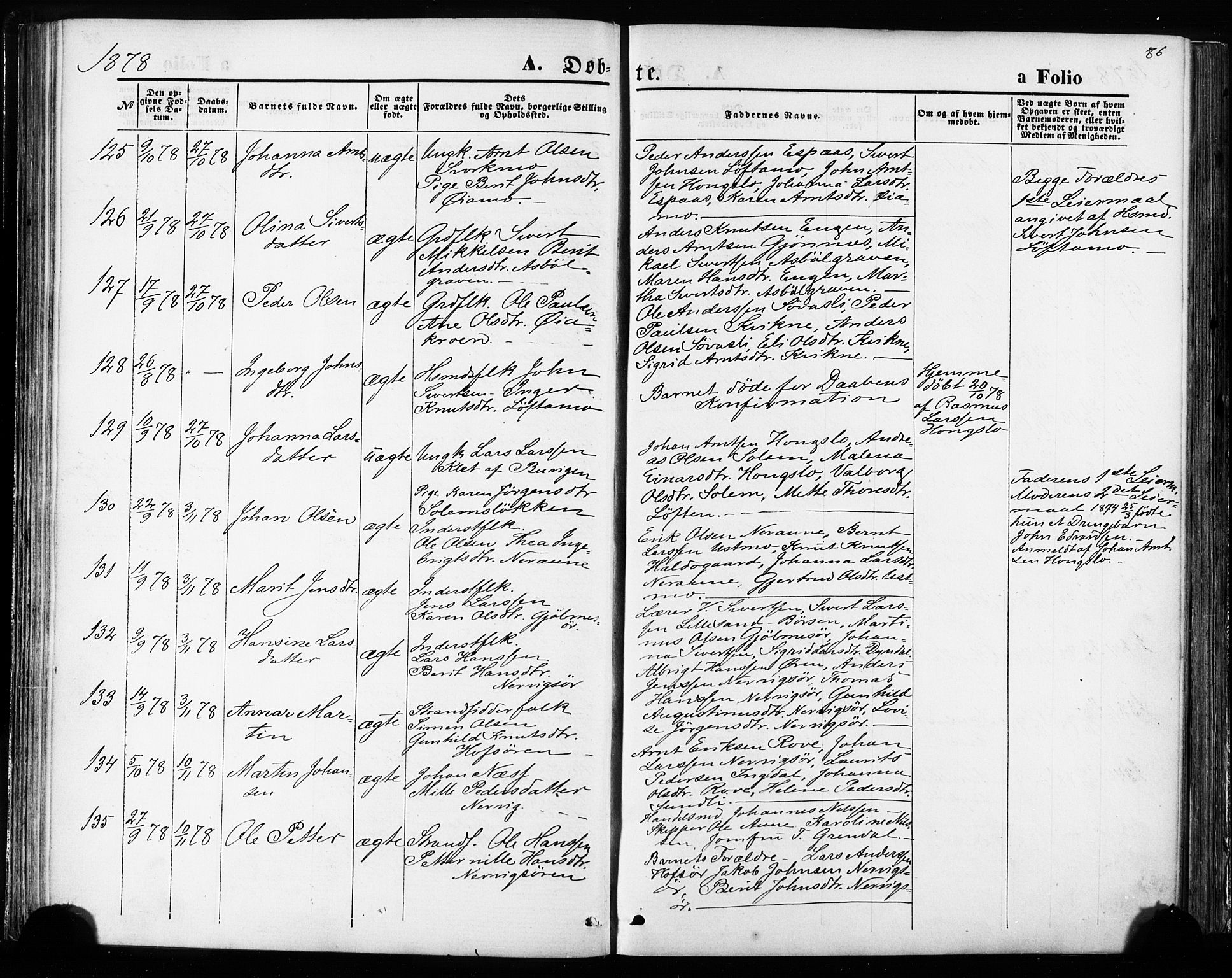 Ministerialprotokoller, klokkerbøker og fødselsregistre - Sør-Trøndelag, SAT/A-1456/668/L0807: Ministerialbok nr. 668A07, 1870-1880, s. 86