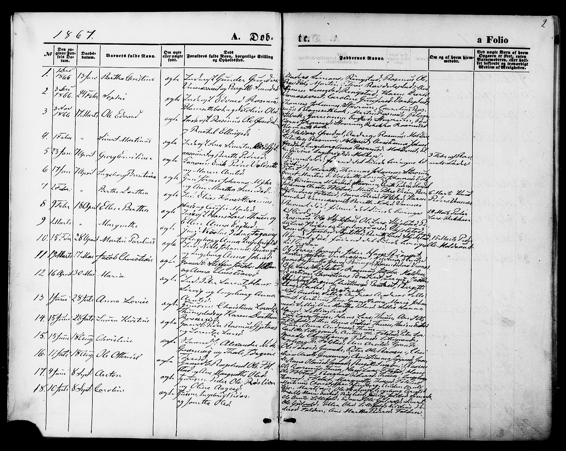 Ministerialprotokoller, klokkerbøker og fødselsregistre - Nord-Trøndelag, AV/SAT-A-1458/744/L0419: Ministerialbok nr. 744A03, 1867-1881, s. 2