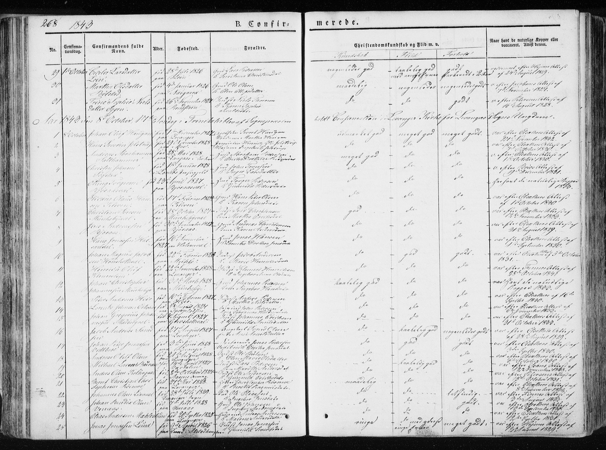 Ministerialprotokoller, klokkerbøker og fødselsregistre - Nord-Trøndelag, SAT/A-1458/717/L0154: Ministerialbok nr. 717A06 /1, 1836-1849, s. 268