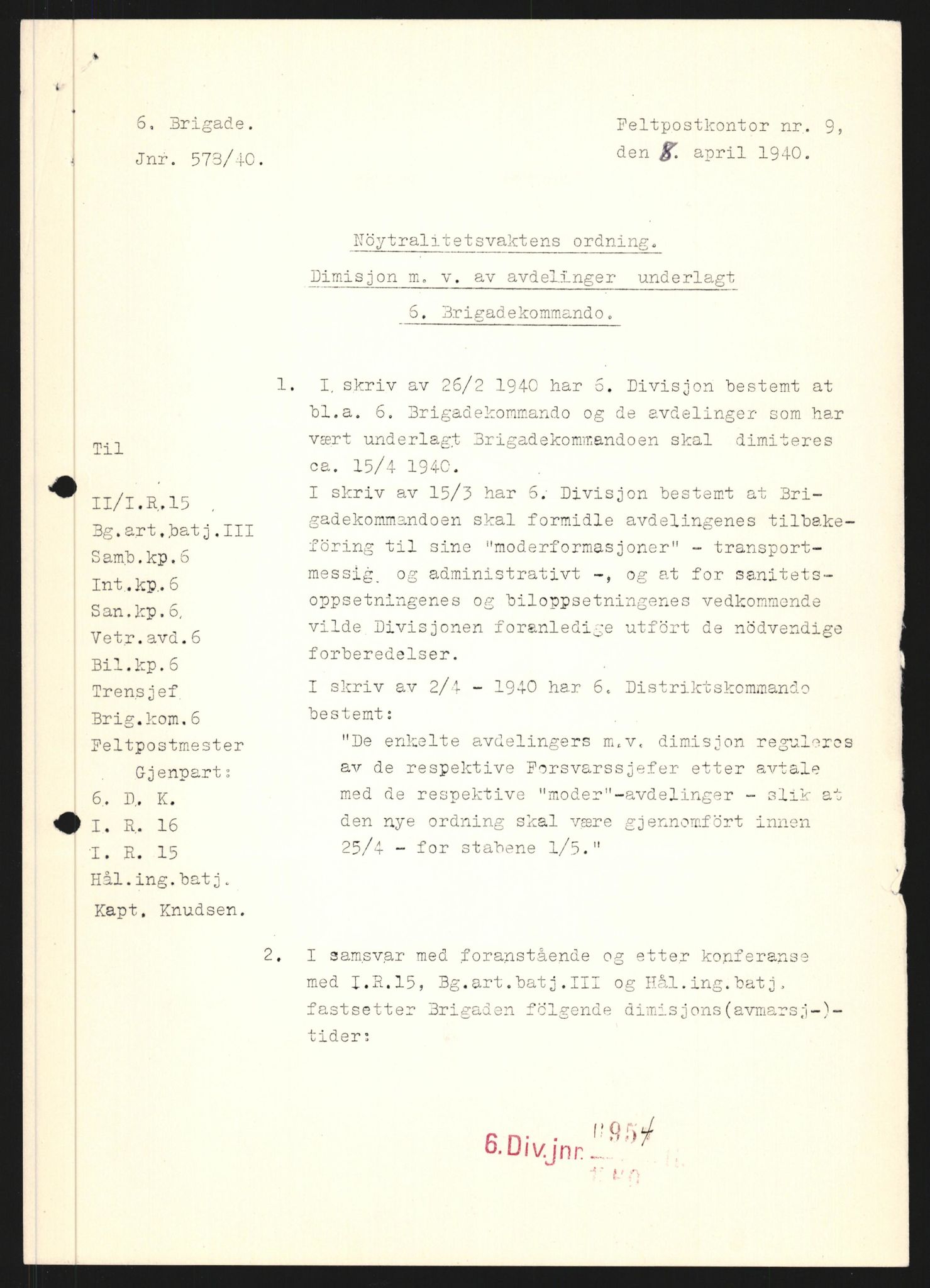 Forsvaret, Forsvarets krigshistoriske avdeling, RA/RAFA-2017/Y/Yb/L0131: II-C-11-600  -  6. Divisjon / 6. Distriktskommando, 1936-1970, s. 422