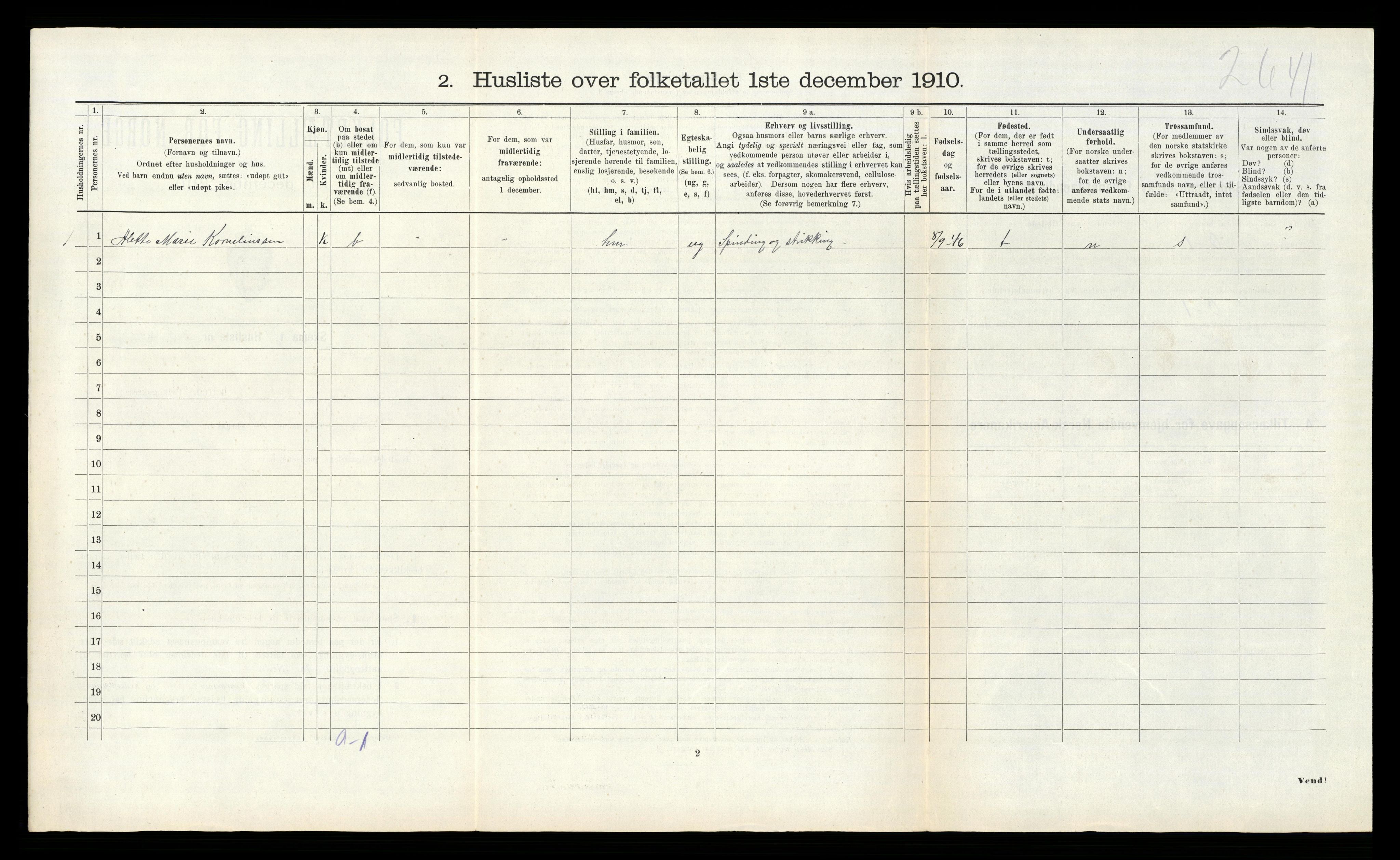 RA, Folketelling 1910 for 1018 Søgne herred, 1910, s. 1171