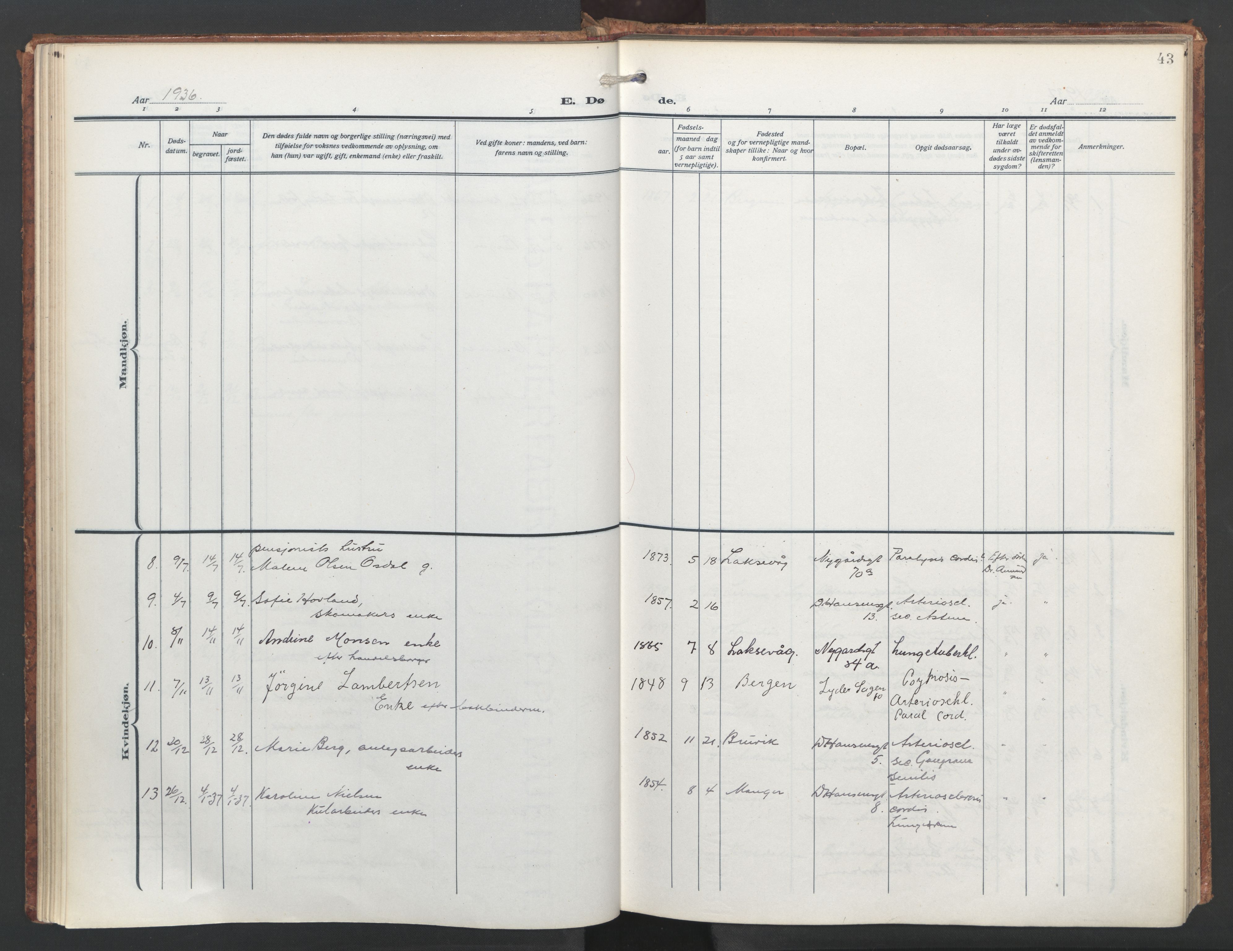 St. Jacob sokneprestembete, SAB/A-78001/H/Haa/L0009: Ministerialbok nr. D 1, 1917-1972, s. 43