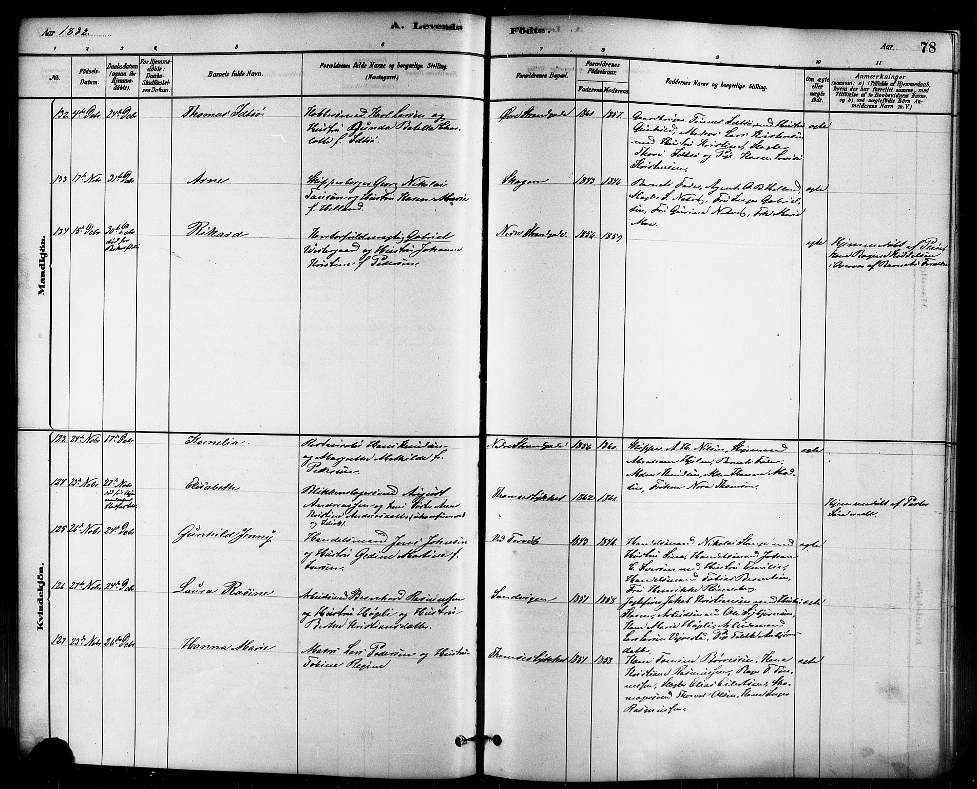Domkirken sokneprestkontor, AV/SAST-A-101812/001/30/30BB/L0015: Klokkerbok nr. B 15, 1880-1891, s. 78