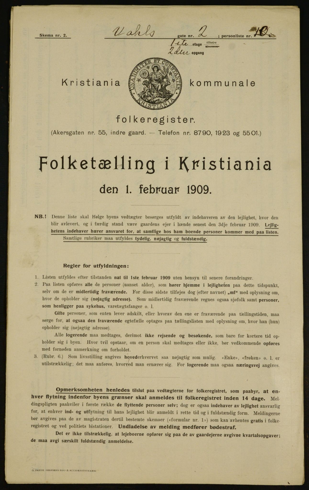 OBA, Kommunal folketelling 1.2.1909 for Kristiania kjøpstad, 1909, s. 110216