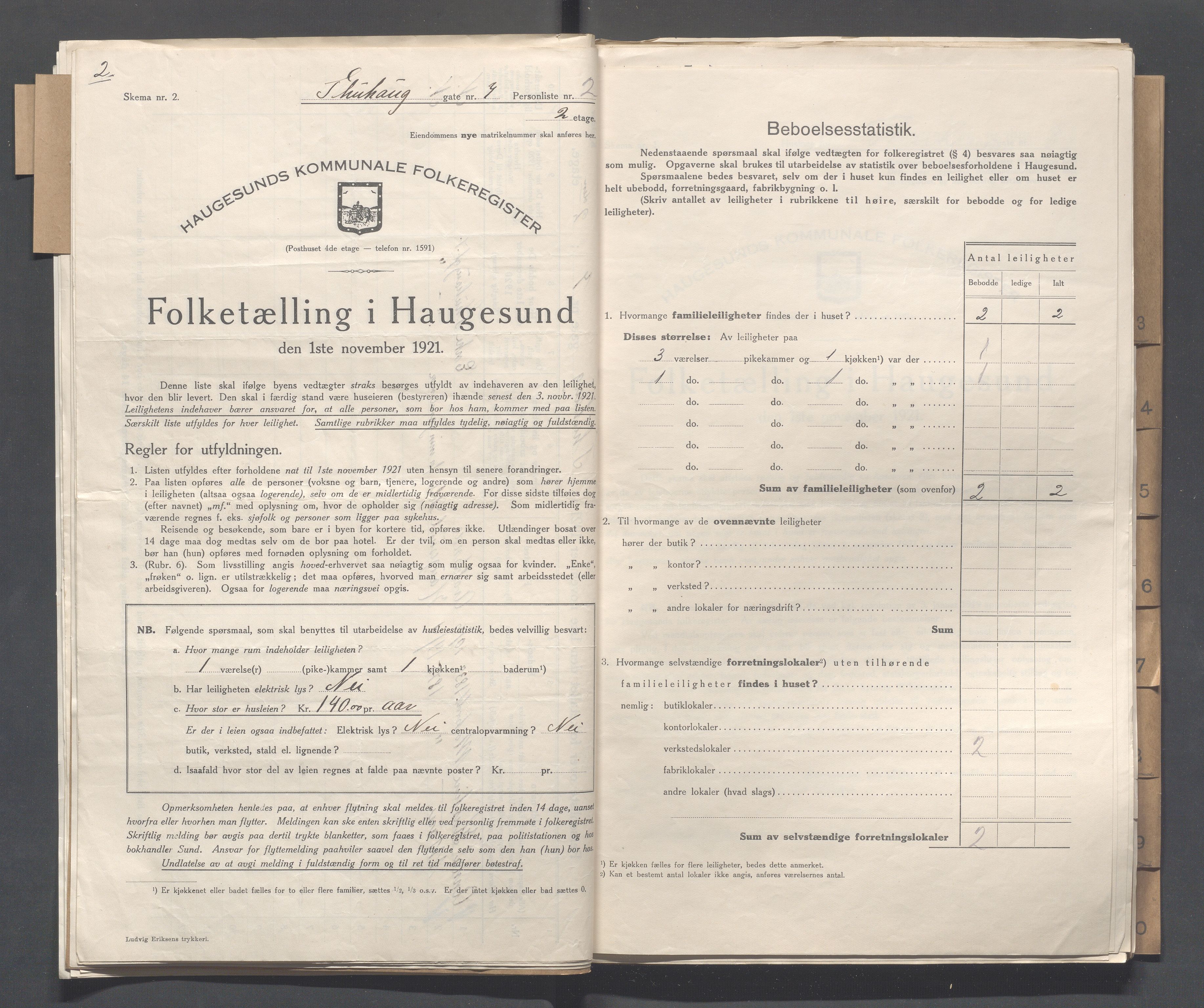 IKAR, Kommunal folketelling 1.11.1921 for Haugesund, 1921, s. 5407