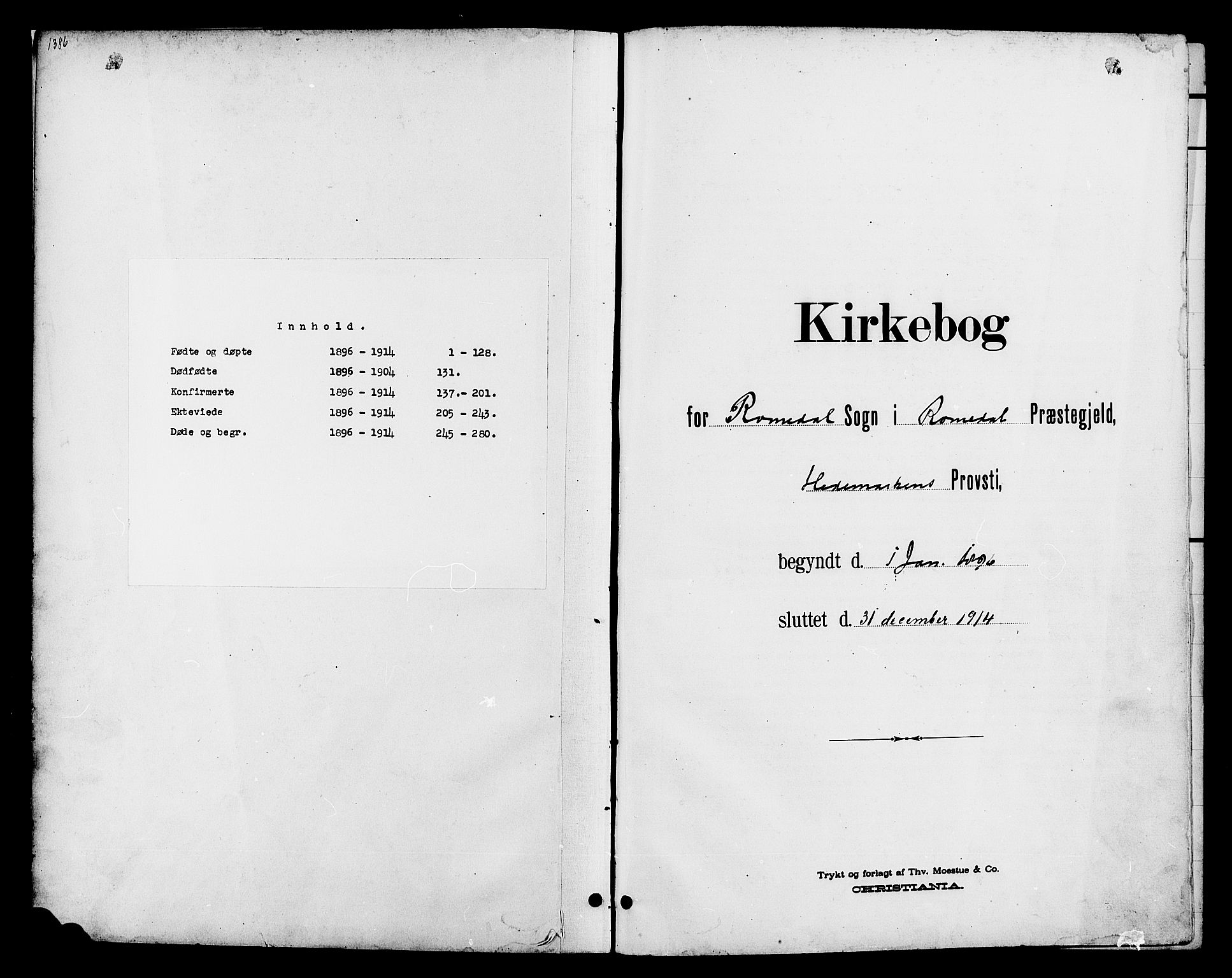 Romedal prestekontor, AV/SAH-PREST-004/L/L0012: Klokkerbok nr. 12, 1896-1914