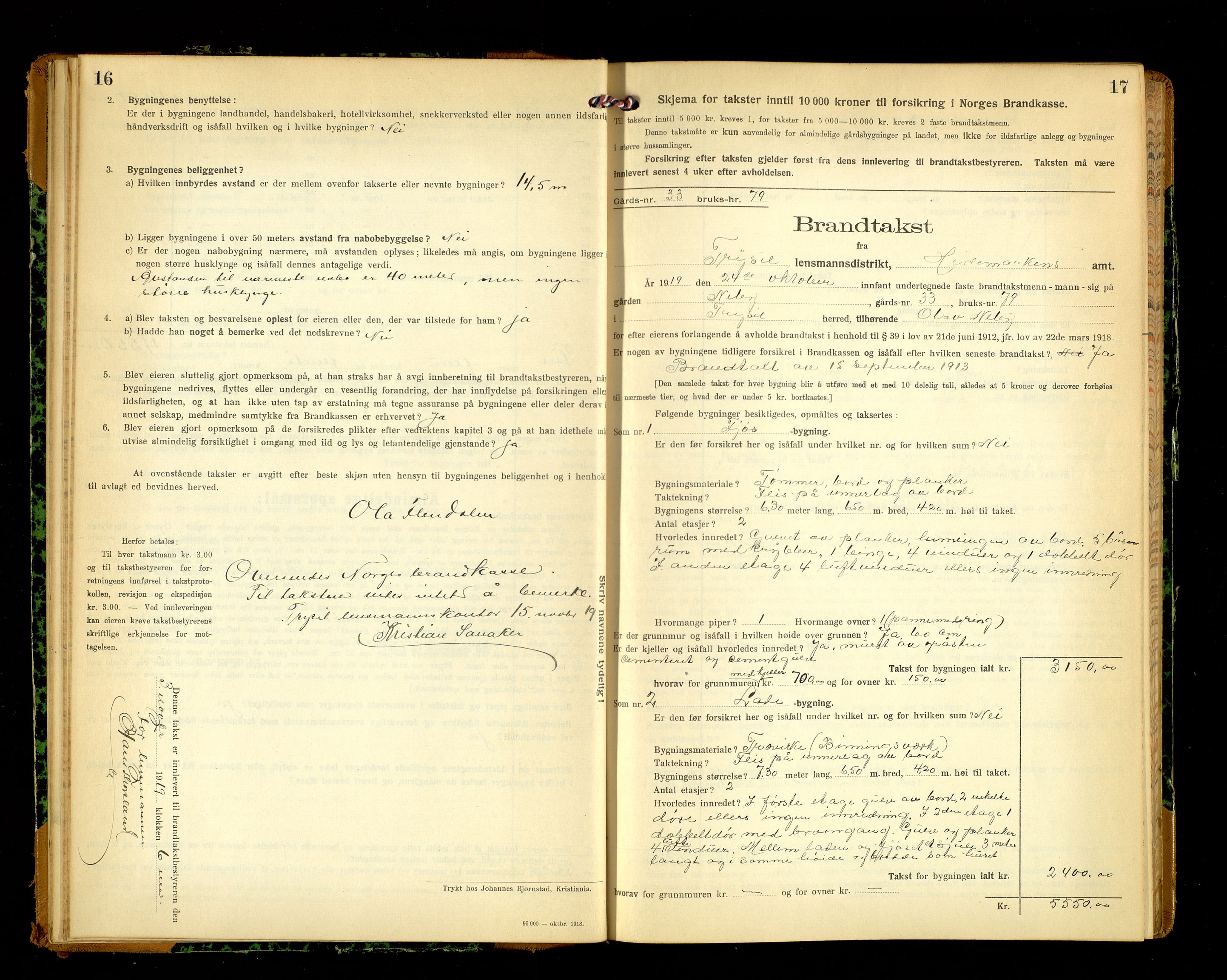 Norges Brannkasse, Trysil, AV/SAH-NBRANT-021/F/L0018: Branntakstprotokoll, 1919-1922