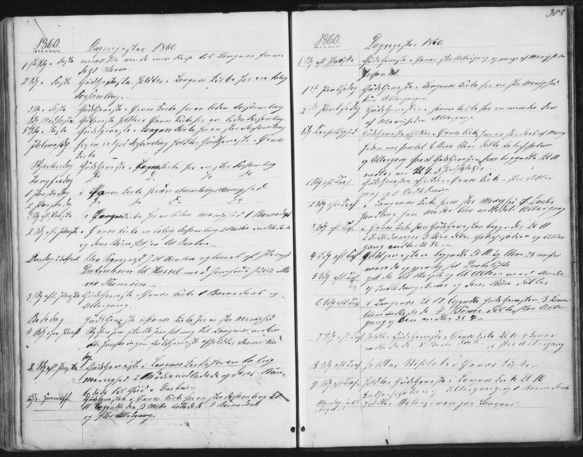 Ministerialprotokoller, klokkerbøker og fødselsregistre - Nordland, AV/SAT-A-1459/893/L1333: Ministerialbok nr. 893A06, 1858-1866, s. 308