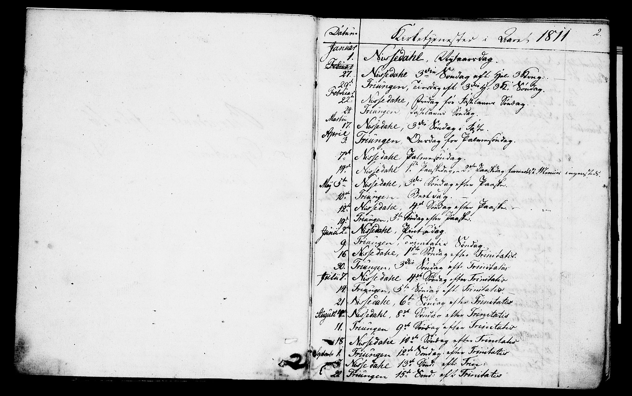 Nissedal kirkebøker, AV/SAKO-A-288/F/Fa/L0001: Ministerialbok nr. I 1, 1811-1814, s. 2