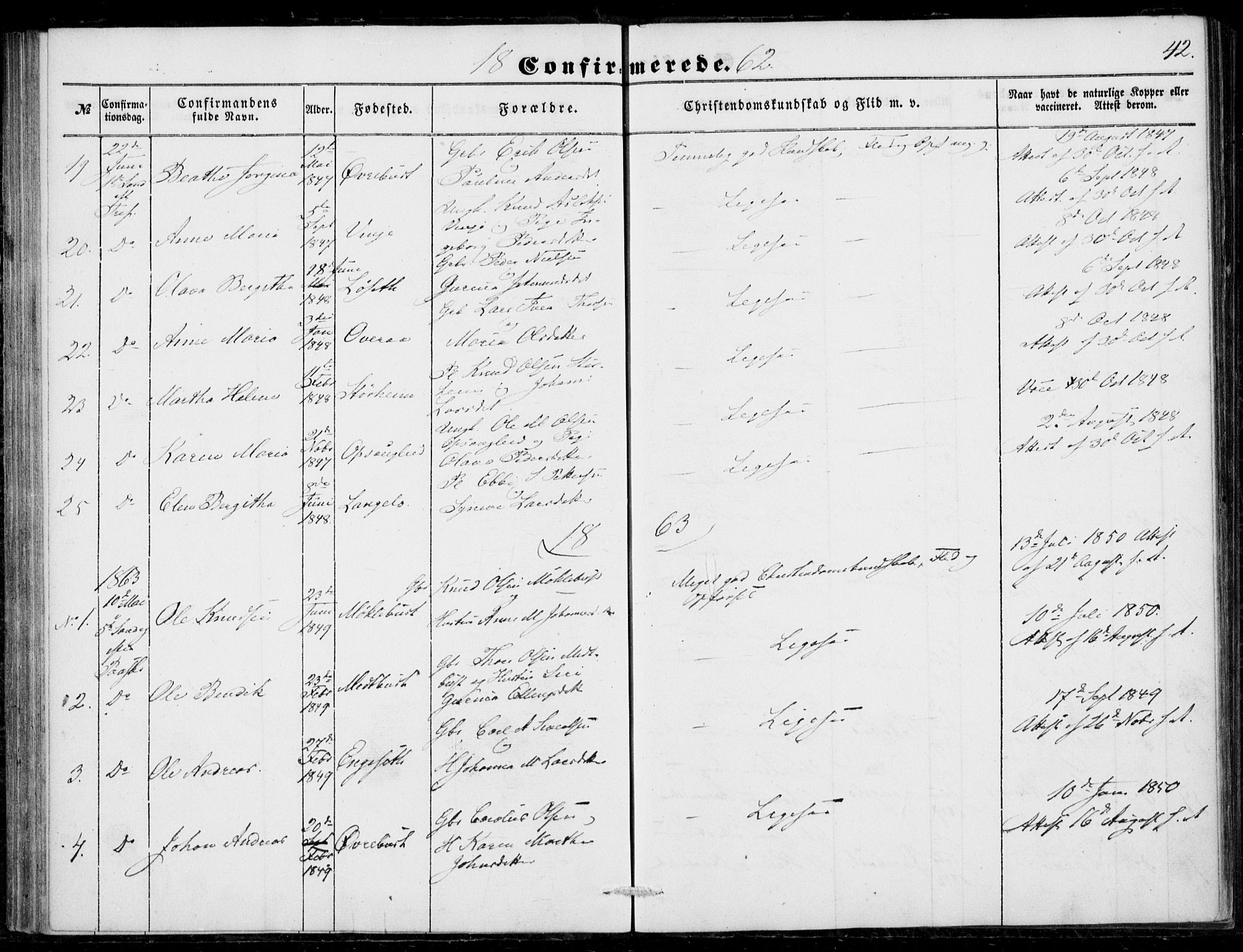 Ministerialprotokoller, klokkerbøker og fødselsregistre - Møre og Romsdal, SAT/A-1454/520/L0281: Ministerialbok nr. 520A10, 1851-1881, s. 42