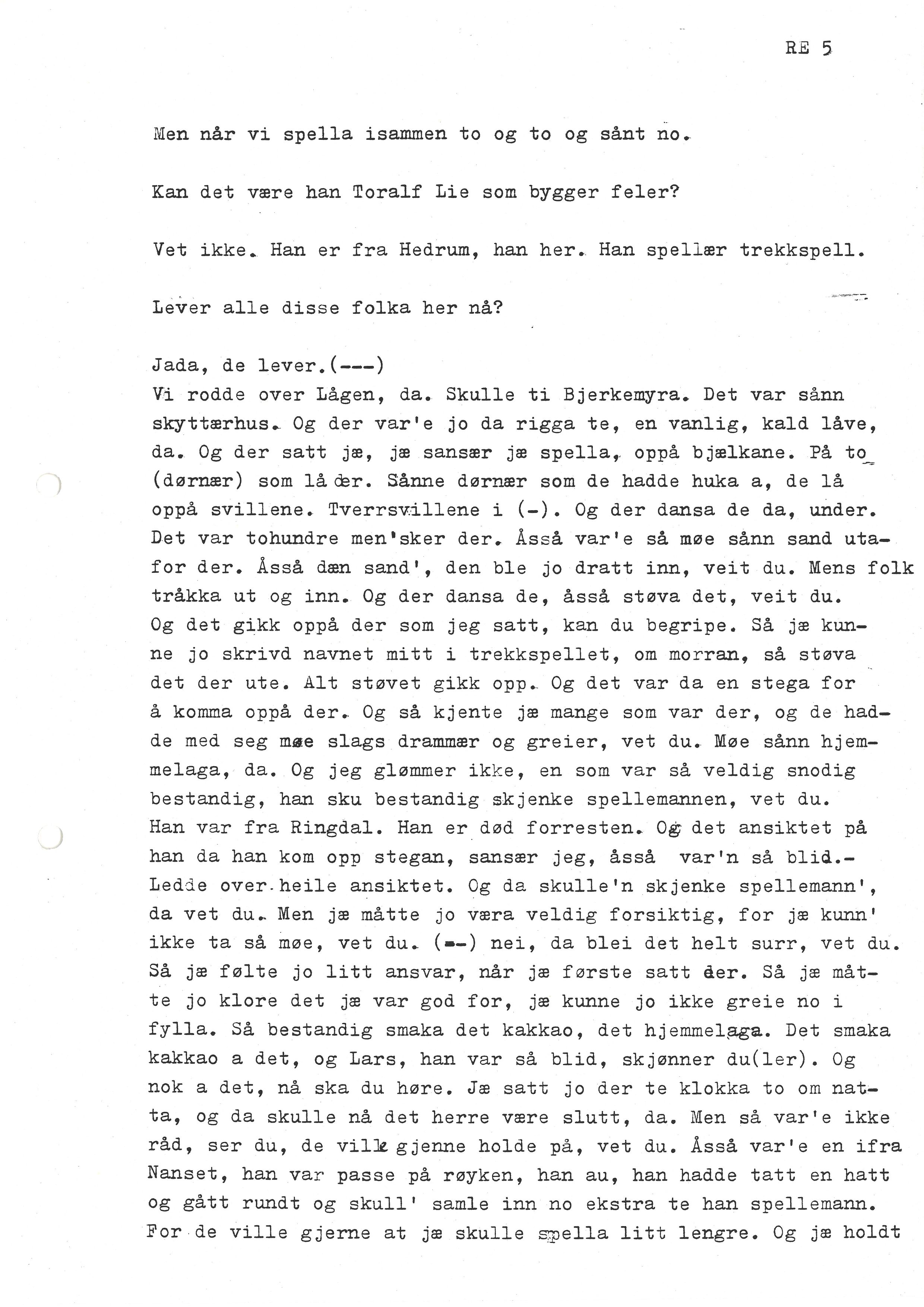 Sa 16 - Folkemusikk fra Vestfold, Gjerdesamlingen, VEMU/A-1868/I/L0001: Informantregister med intervjunedtegnelser, 1979-1986