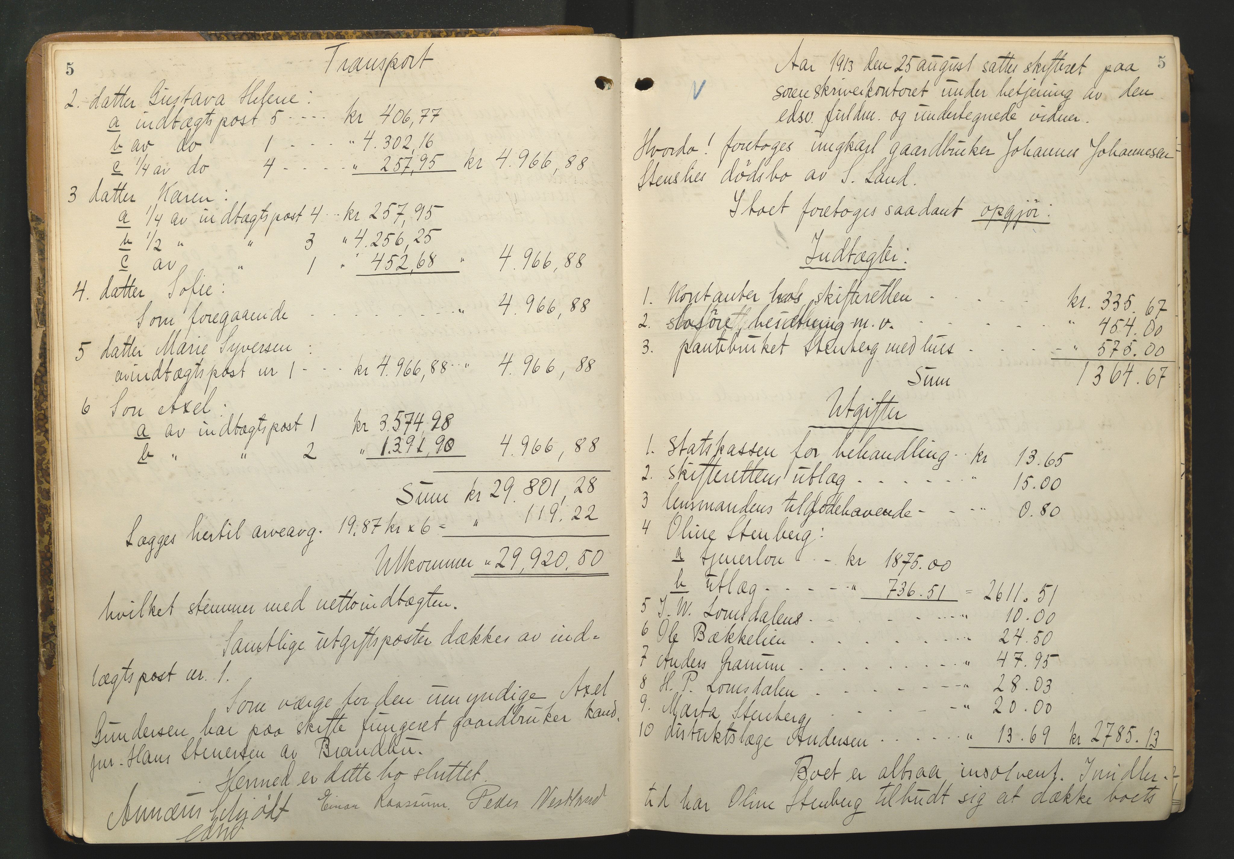 Hadeland og Land tingrett, AV/SAH-TING-010/J/Jd/L0005: Skifteutlodningsprotokoll, 1913-1924, s. 5