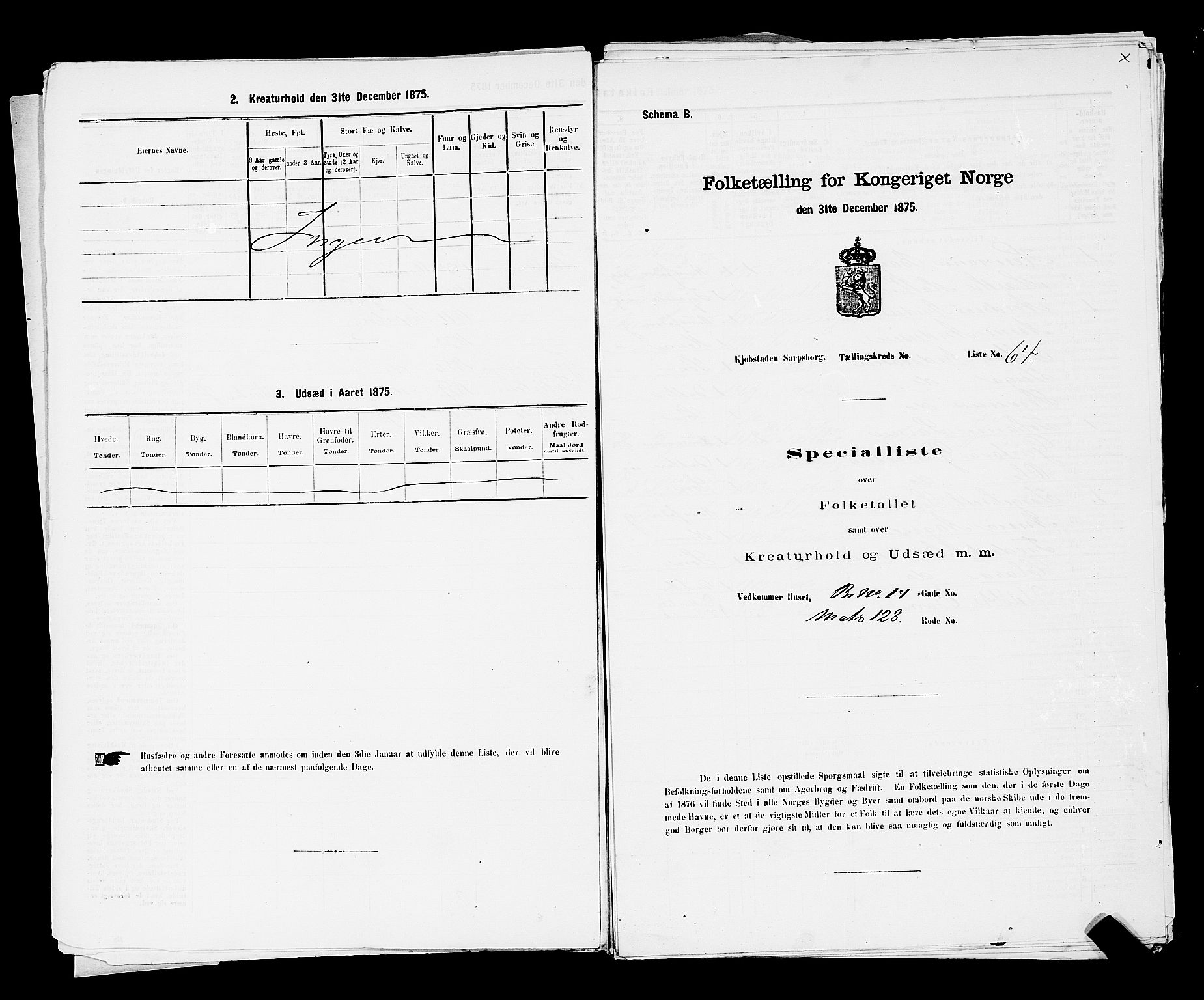 RA, Folketelling 1875 for 0102P Sarpsborg prestegjeld, 1875, s. 147