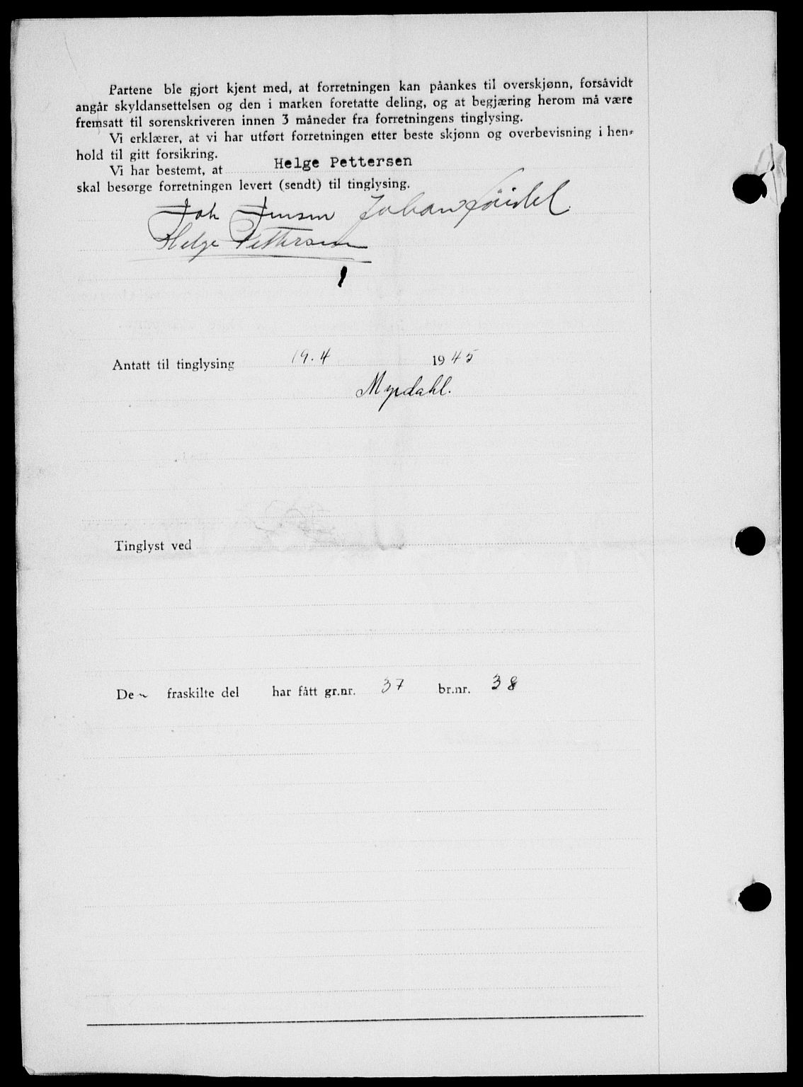Onsøy sorenskriveri, SAO/A-10474/G/Ga/Gab/L0014: Pantebok nr. II A-14, 1944-1945, Dagboknr: 622/1945