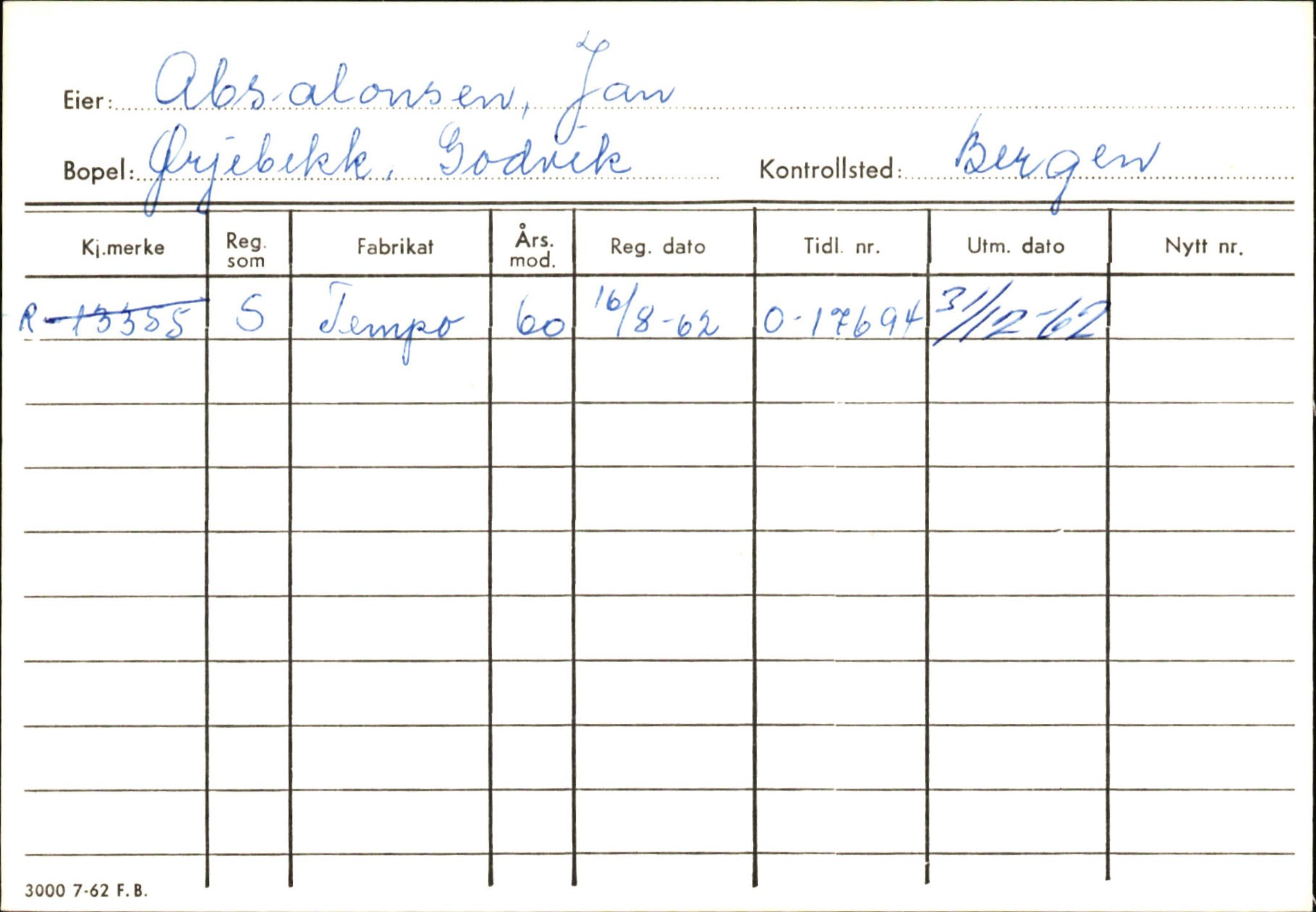 Statens vegvesen, Hordaland vegkontor, AV/SAB-A-5201/2/Ha/L0001: R-eierkort A, 1920-1971, s. 74