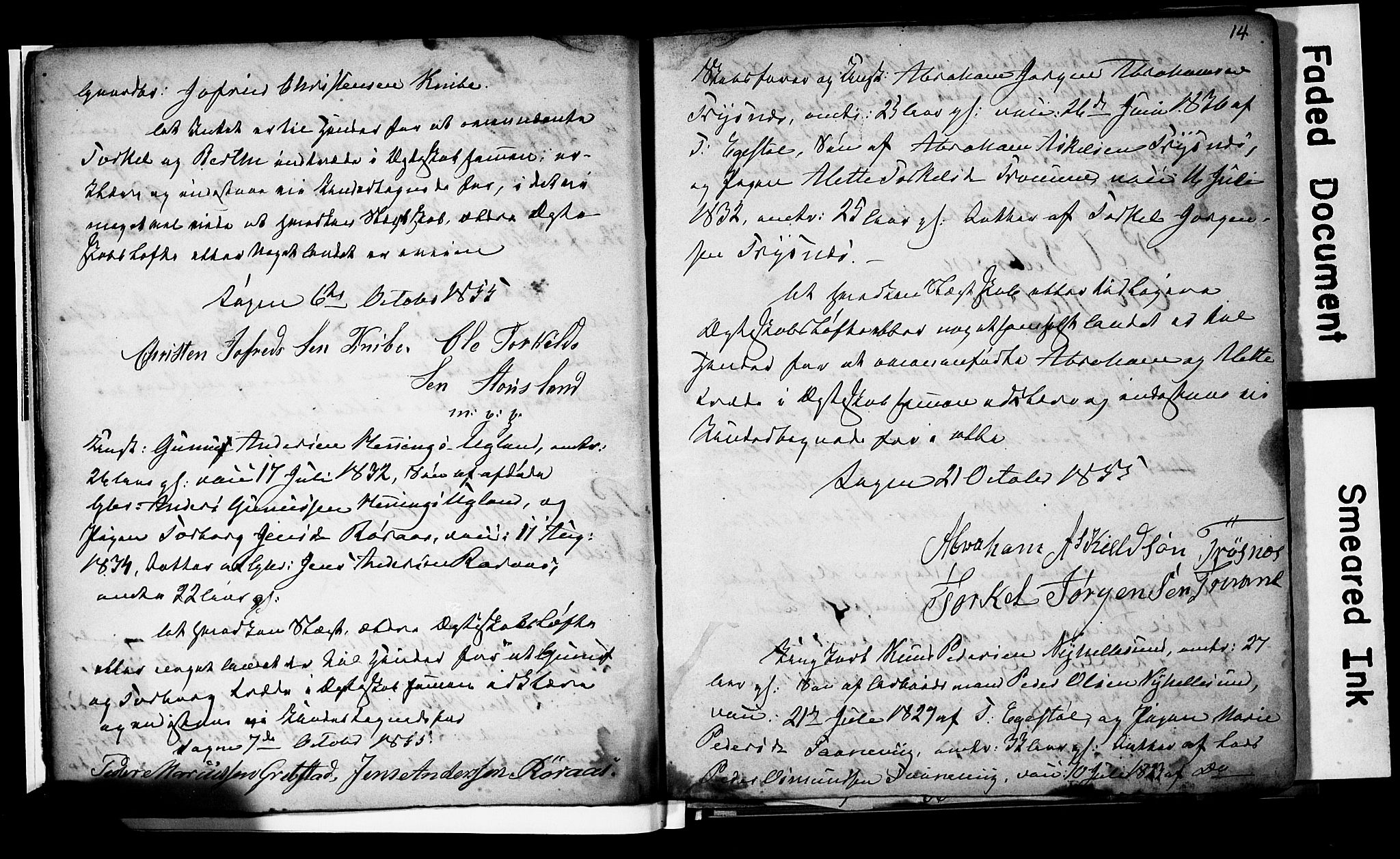 Søgne sokneprestkontor, AV/SAK-1111-0037/F/Fe/L0001: Lysningsprotokoll nr. A III 1, 1853-1870, s. 14