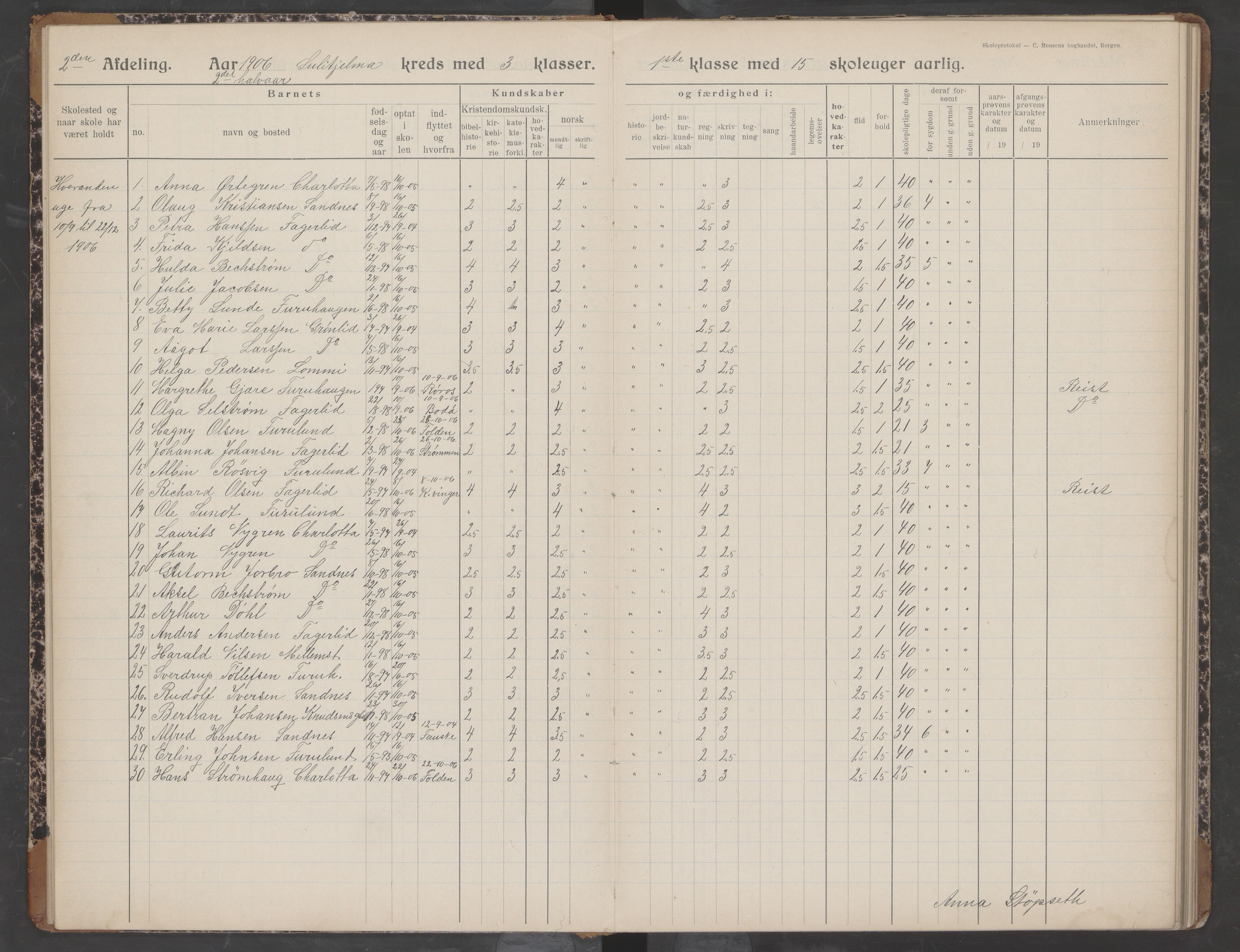 Fauske kommune. Skolestyret. Sulitjelma folkeskole, AIN/K-18410.510.01/F/Fa/L0003: Skoleprotokoll, 1906-1911