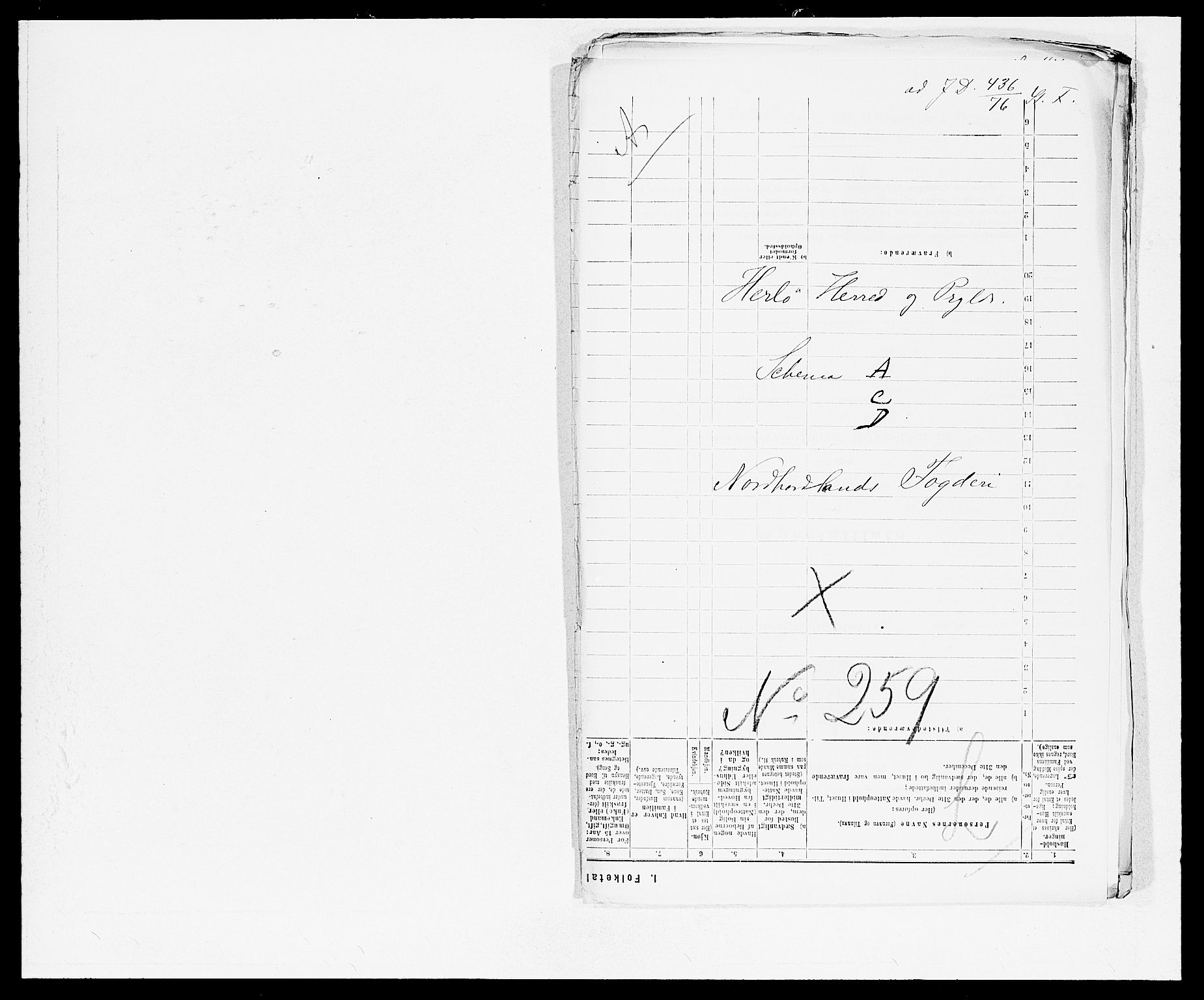 SAB, Folketelling 1875 for 1258P Herdla prestegjeld, 1875, s. 1