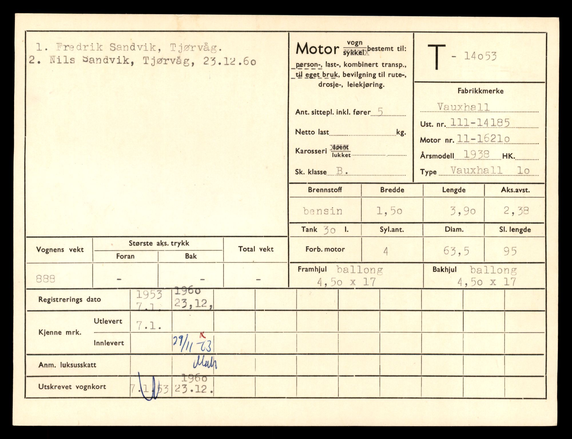 Møre og Romsdal vegkontor - Ålesund trafikkstasjon, AV/SAT-A-4099/F/Fe/L0042: Registreringskort for kjøretøy T 13906 - T 14079, 1927-1998, s. 2547