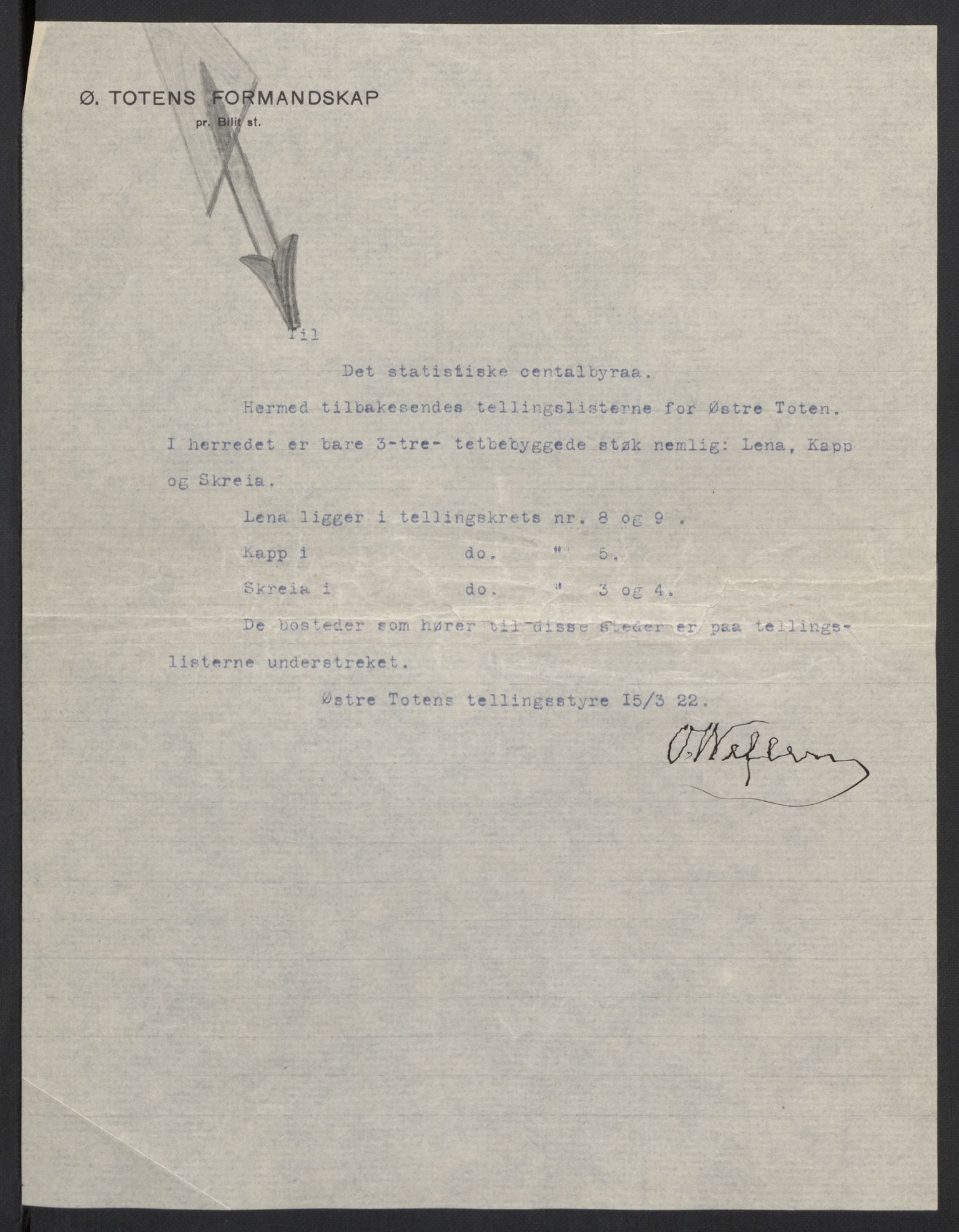 SAH, Folketelling 1920 for 0528 Østre Toten herred, 1920, s. 3