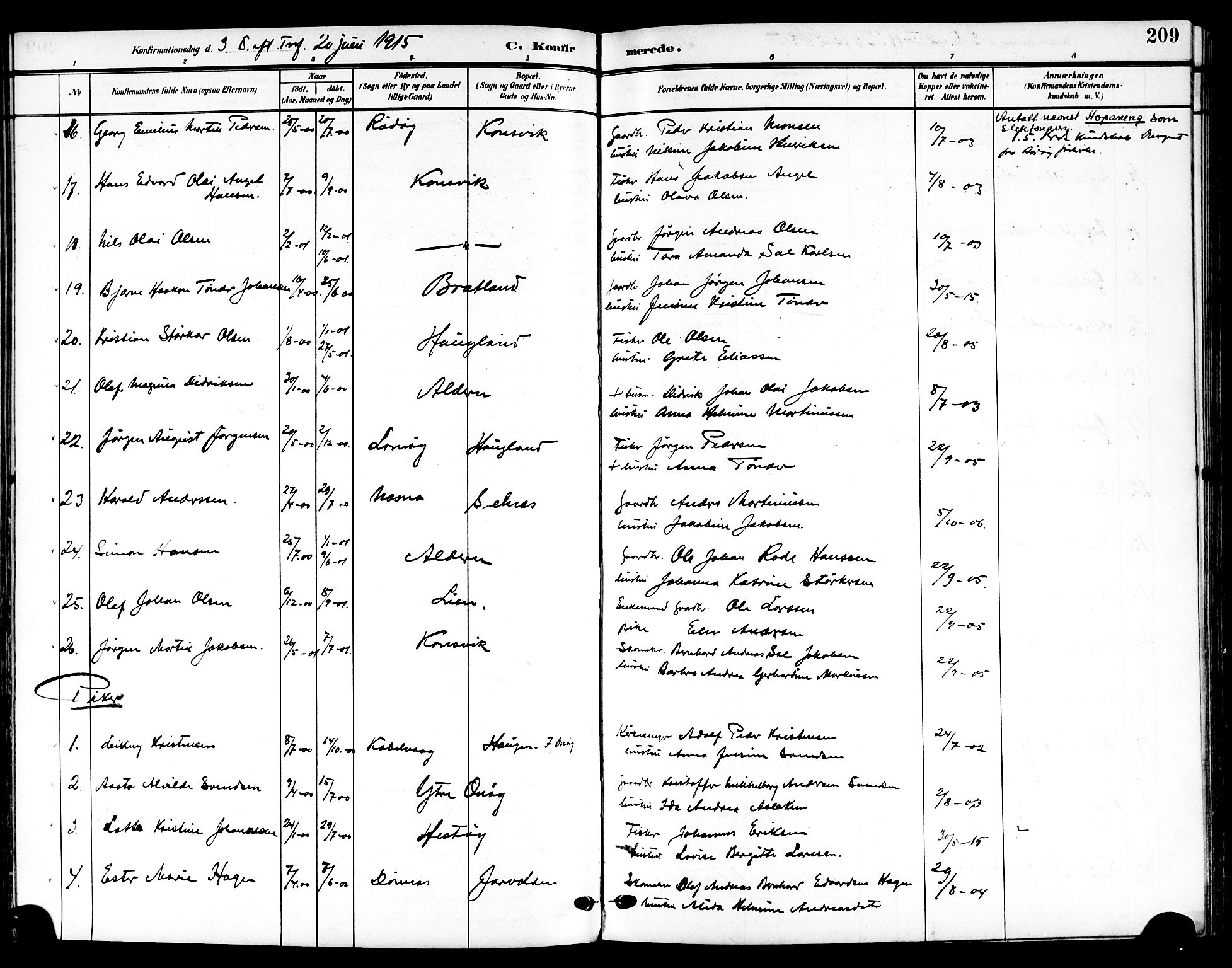 Ministerialprotokoller, klokkerbøker og fødselsregistre - Nordland, SAT/A-1459/839/L0569: Ministerialbok nr. 839A06, 1903-1922, s. 209