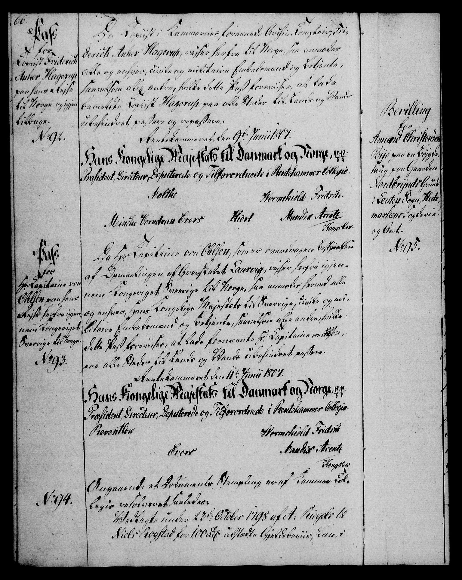 Rentekammeret, Kammerkanselliet, AV/RA-EA-3111/G/Gg/Gga/L0019: Norsk ekspedisjonsprotokoll med register (merket RK 53.19), 1807-1810, s. 66