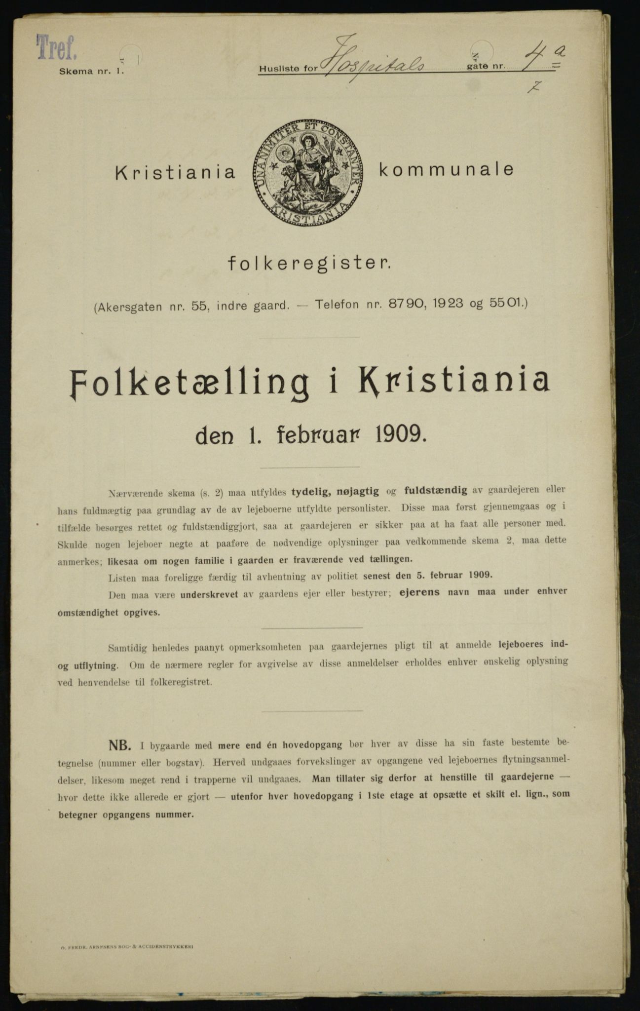 OBA, Kommunal folketelling 1.2.1909 for Kristiania kjøpstad, 1909, s. 37589