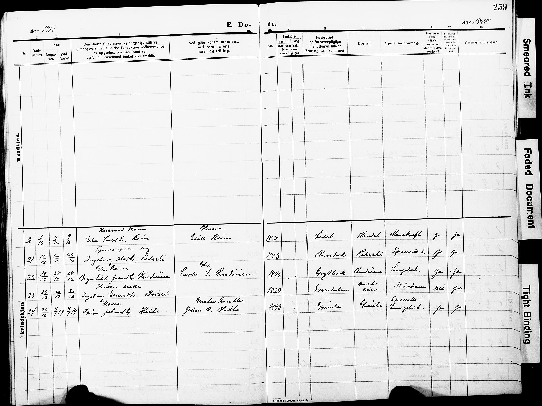 Ministerialprotokoller, klokkerbøker og fødselsregistre - Møre og Romsdal, AV/SAT-A-1454/598/L1079: Klokkerbok nr. 598C04, 1909-1927, s. 259