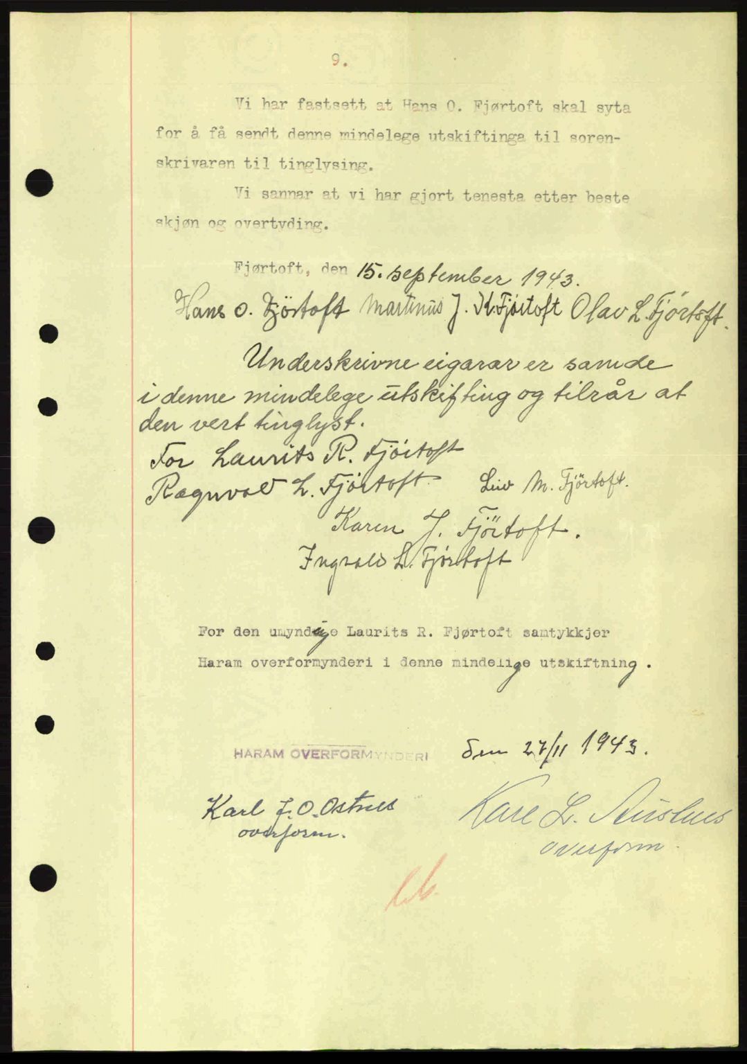 Nordre Sunnmøre sorenskriveri, AV/SAT-A-0006/1/2/2C/2Ca: Pantebok nr. A17, 1943-1944, Dagboknr: 1669/1943