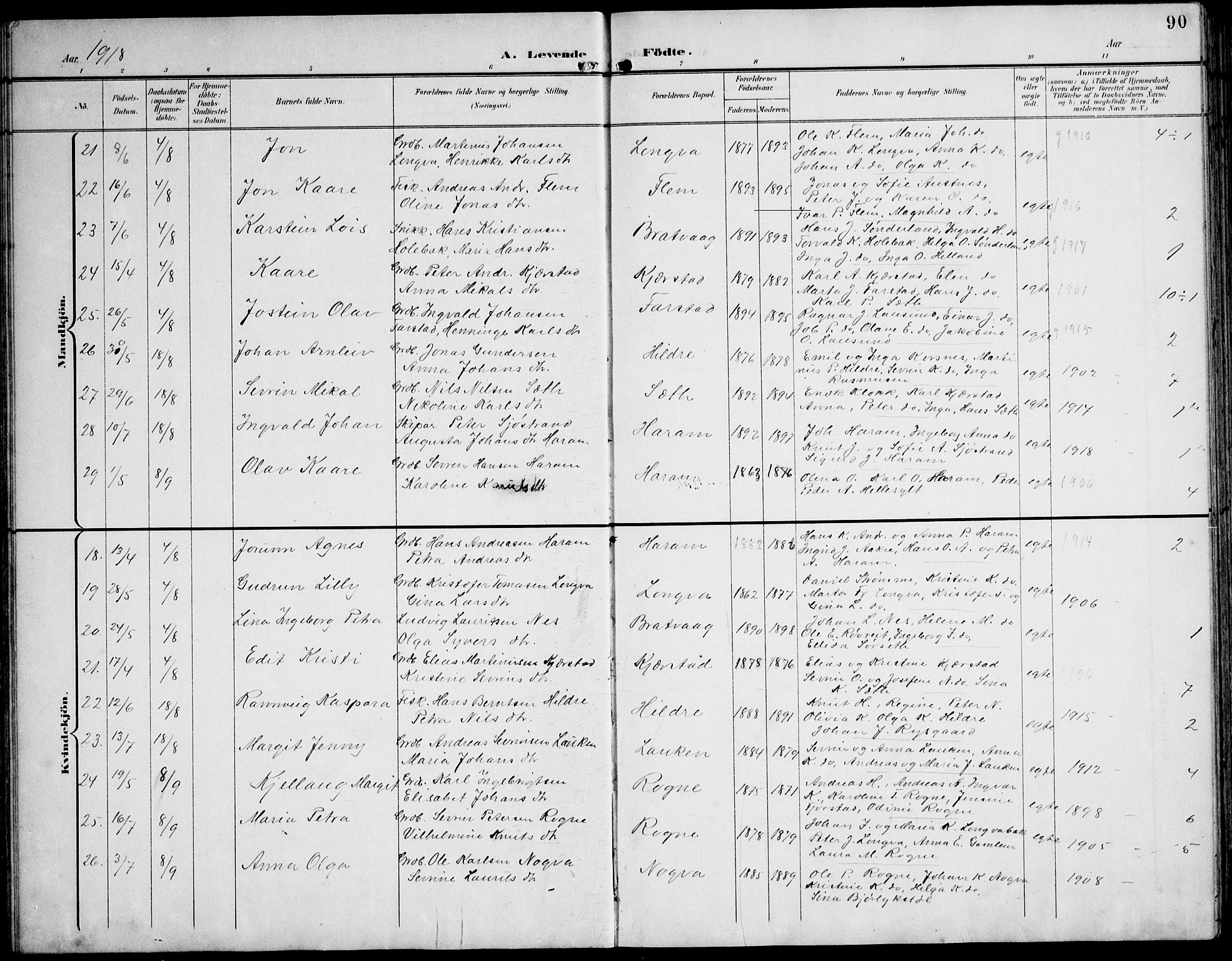 Ministerialprotokoller, klokkerbøker og fødselsregistre - Møre og Romsdal, AV/SAT-A-1454/536/L0511: Klokkerbok nr. 536C06, 1899-1944, s. 90