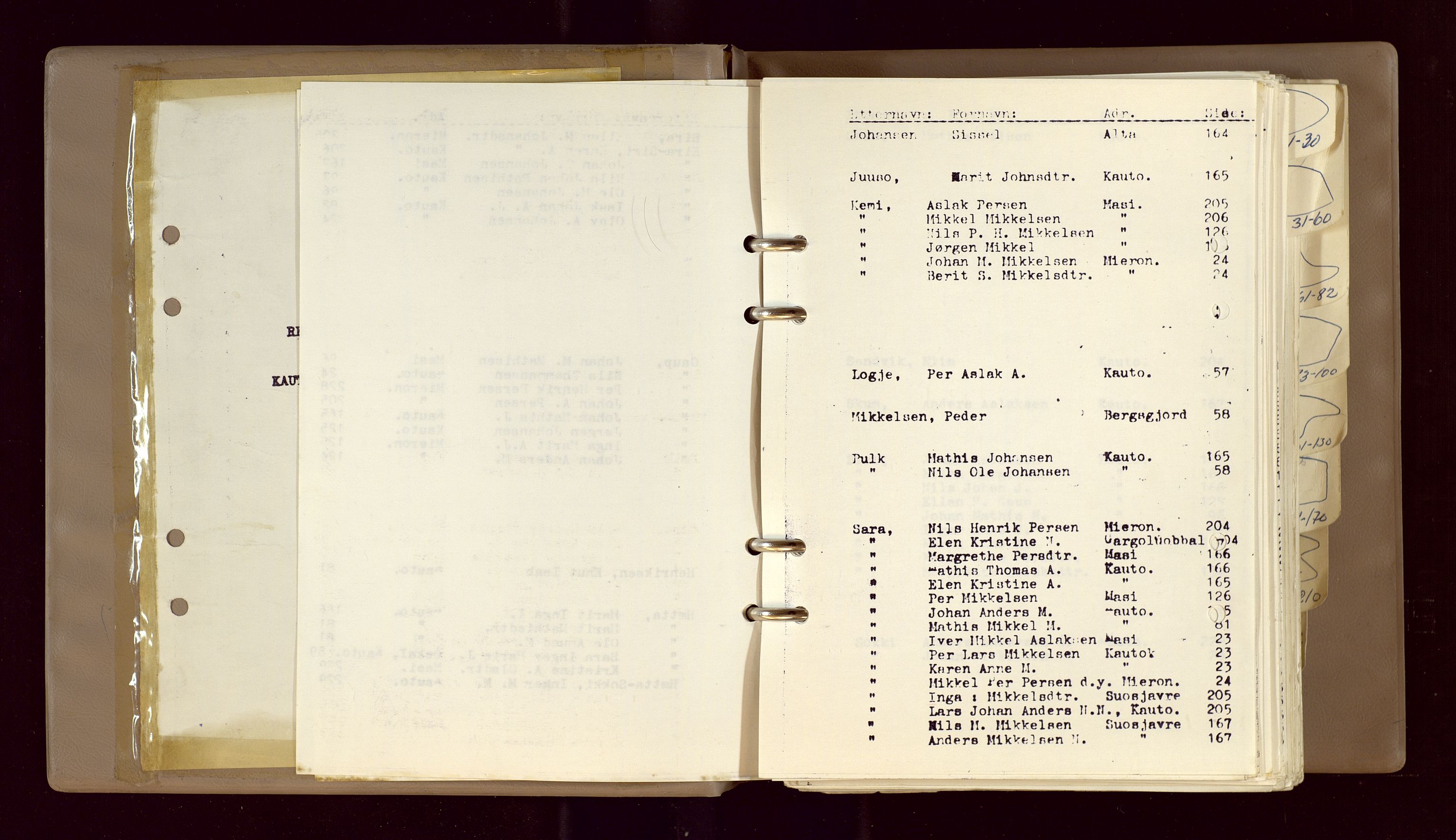 Lappefogden i Finnmark/Reindriftsforvaltningen Øst-Finnmark, AV/SATØ-S-1461/G/Gd/L0002/0003: Reinmerkeregisterprotokoller / Reinmerkeregisterprotokoll for Kautokeino reinsogn, 1969