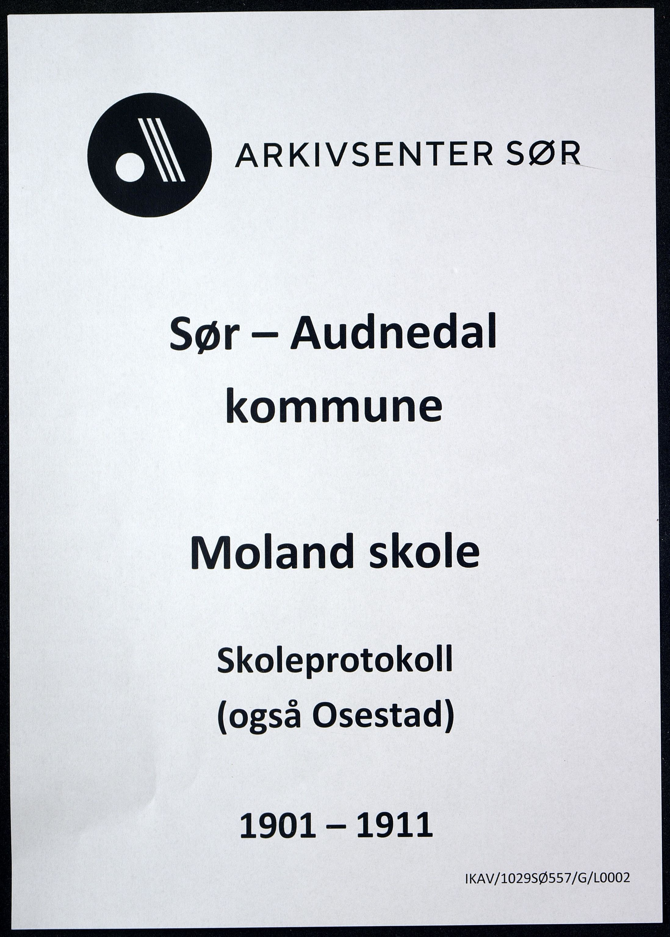 Sør-Audnedal kommune - Moland Skole, ARKSOR/1029SØ557/G/L0002: Skoleprotokoll, 1901-1911