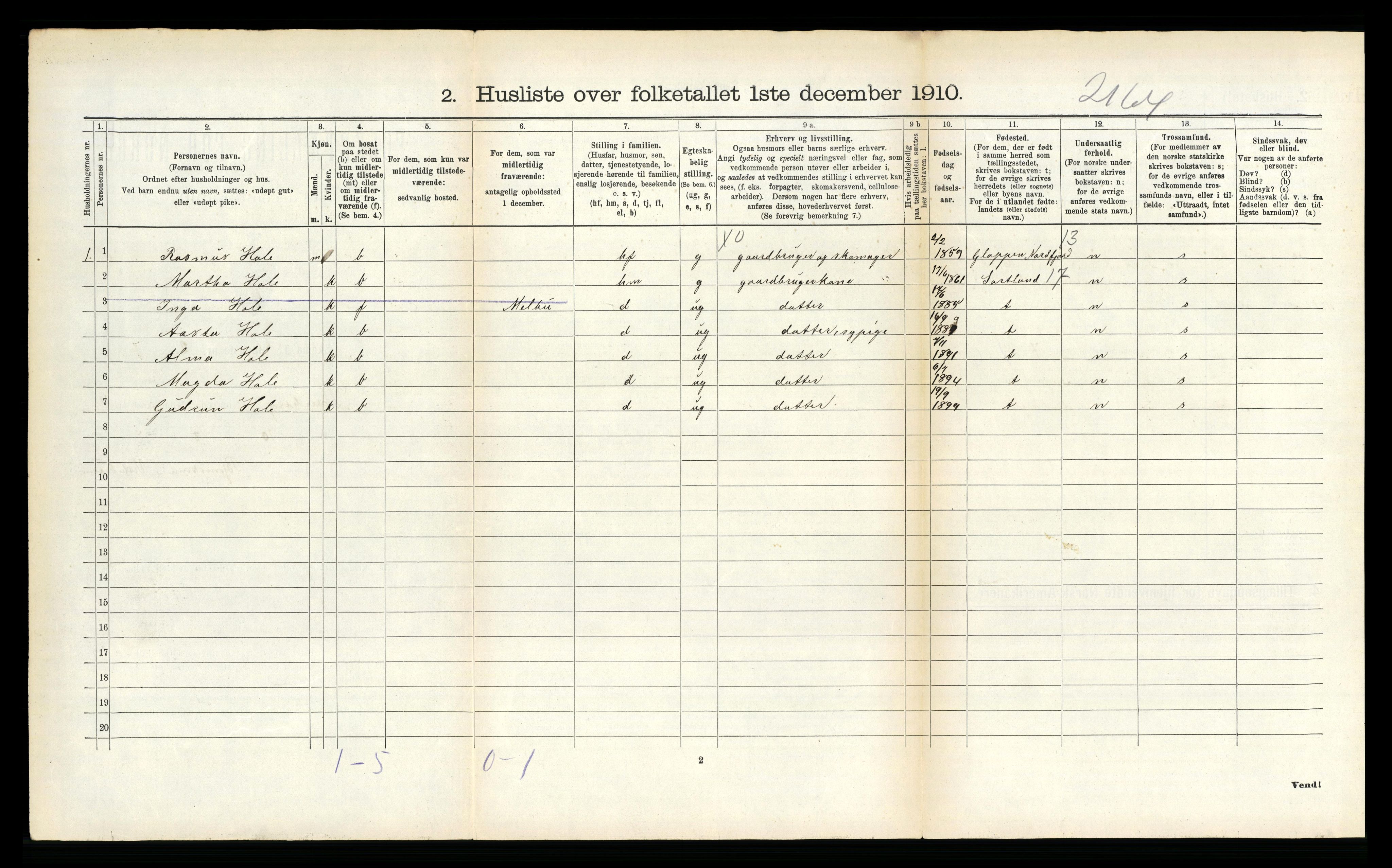 RA, Folketelling 1910 for 1872 Dverberg herred, 1910, s. 311