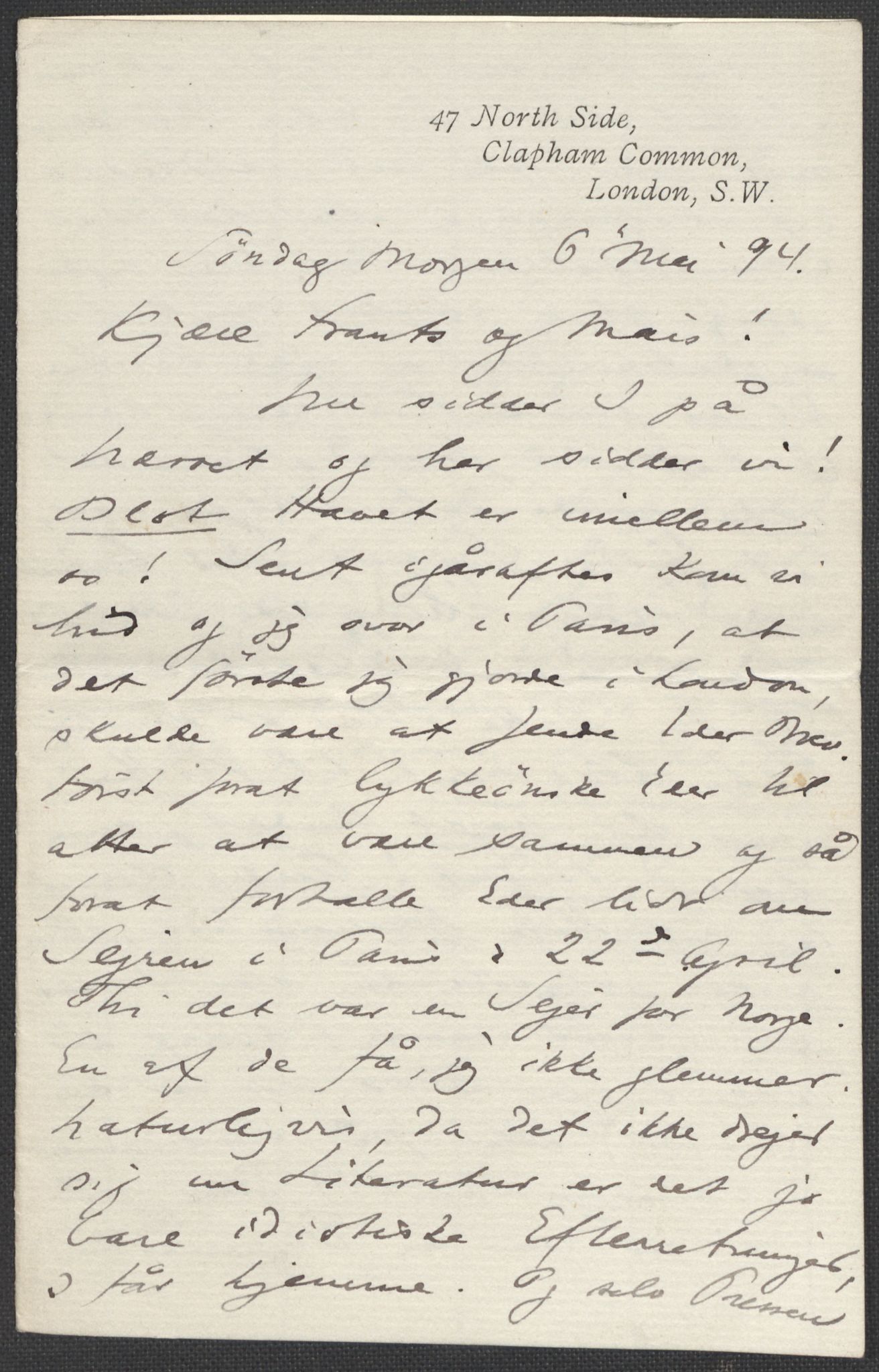 Beyer, Frants, RA/PA-0132/F/L0001: Brev fra Edvard Grieg til Frantz Beyer og "En del optegnelser som kan tjene til kommentar til brevene" av Marie Beyer, 1872-1907, s. 426