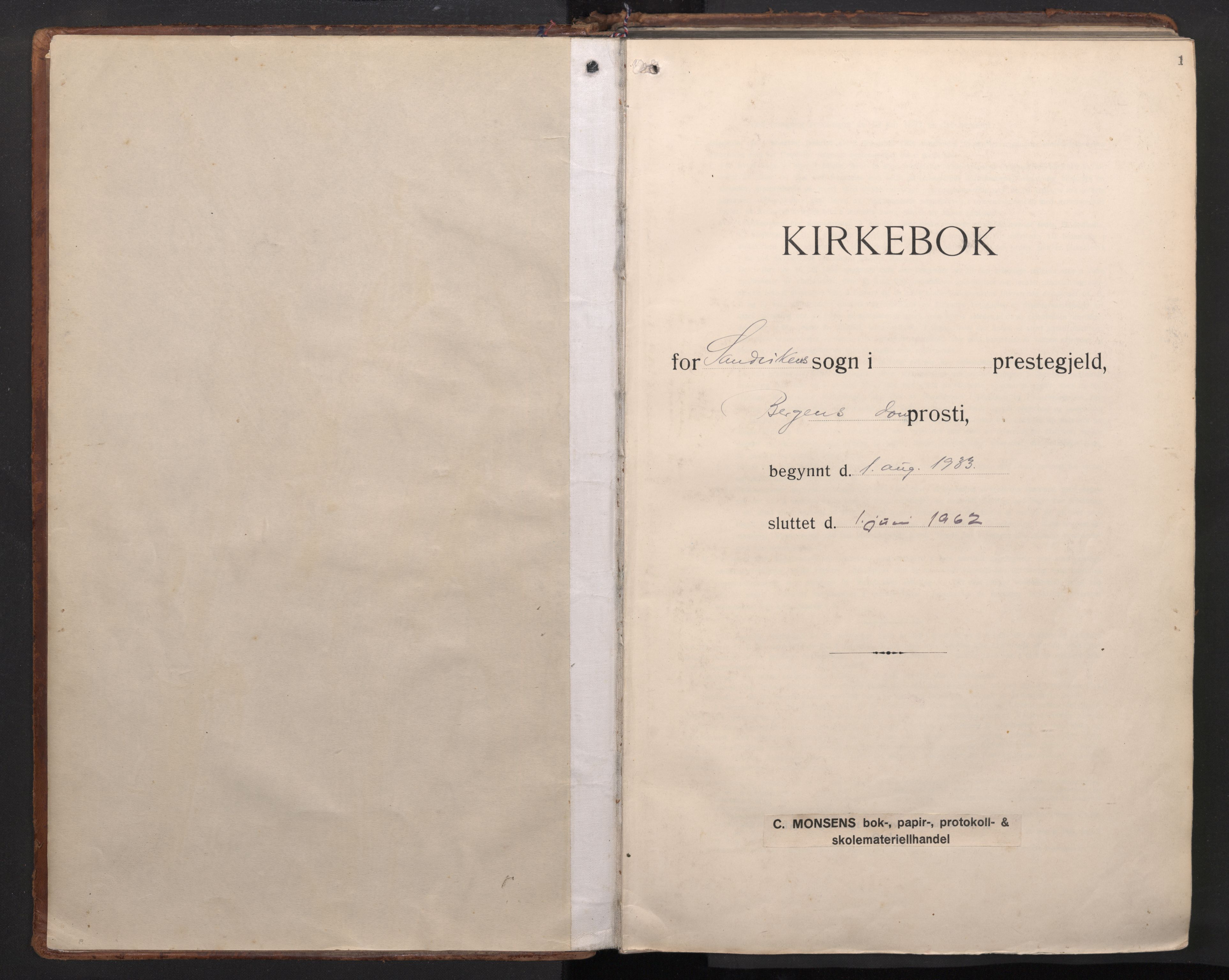 Sandviken Sokneprestembete, SAB/A-77601/H/Ha/L0020: Ministerialbok nr. E 3, 1933-1962, s. 1