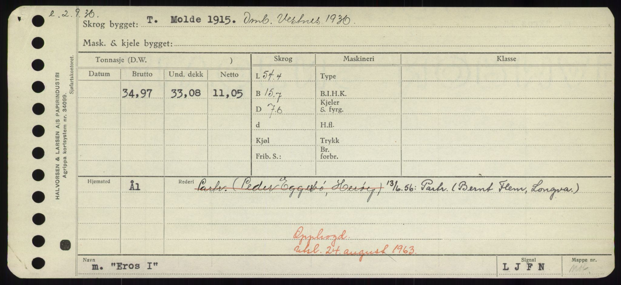 Sjøfartsdirektoratet med forløpere, Skipsmålingen, RA/S-1627/H/Hd/L0009: Fartøy, E, s. 509