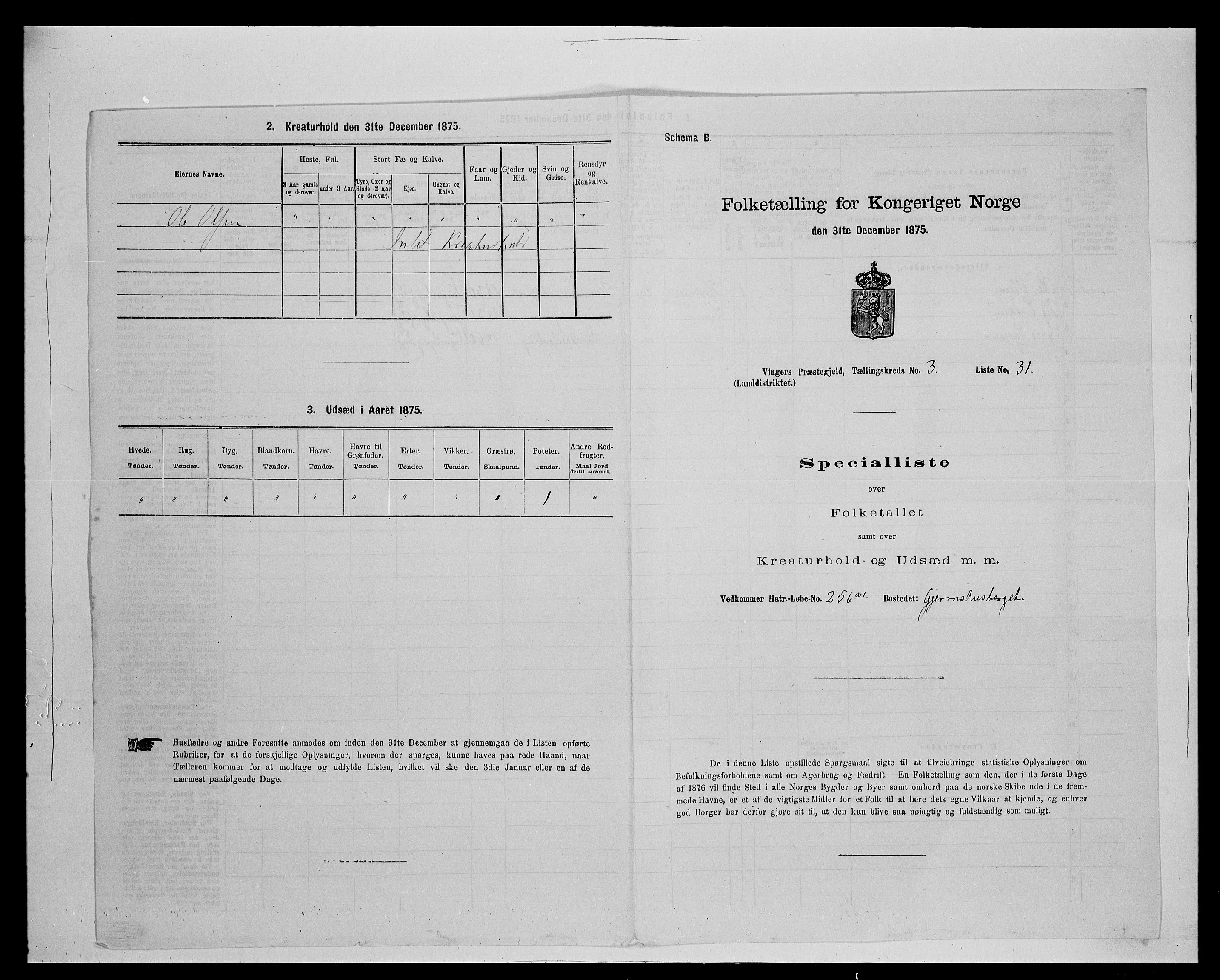 SAH, Folketelling 1875 for 0421L Vinger prestegjeld, Vinger sokn og Austmarka sokn, 1875, s. 450