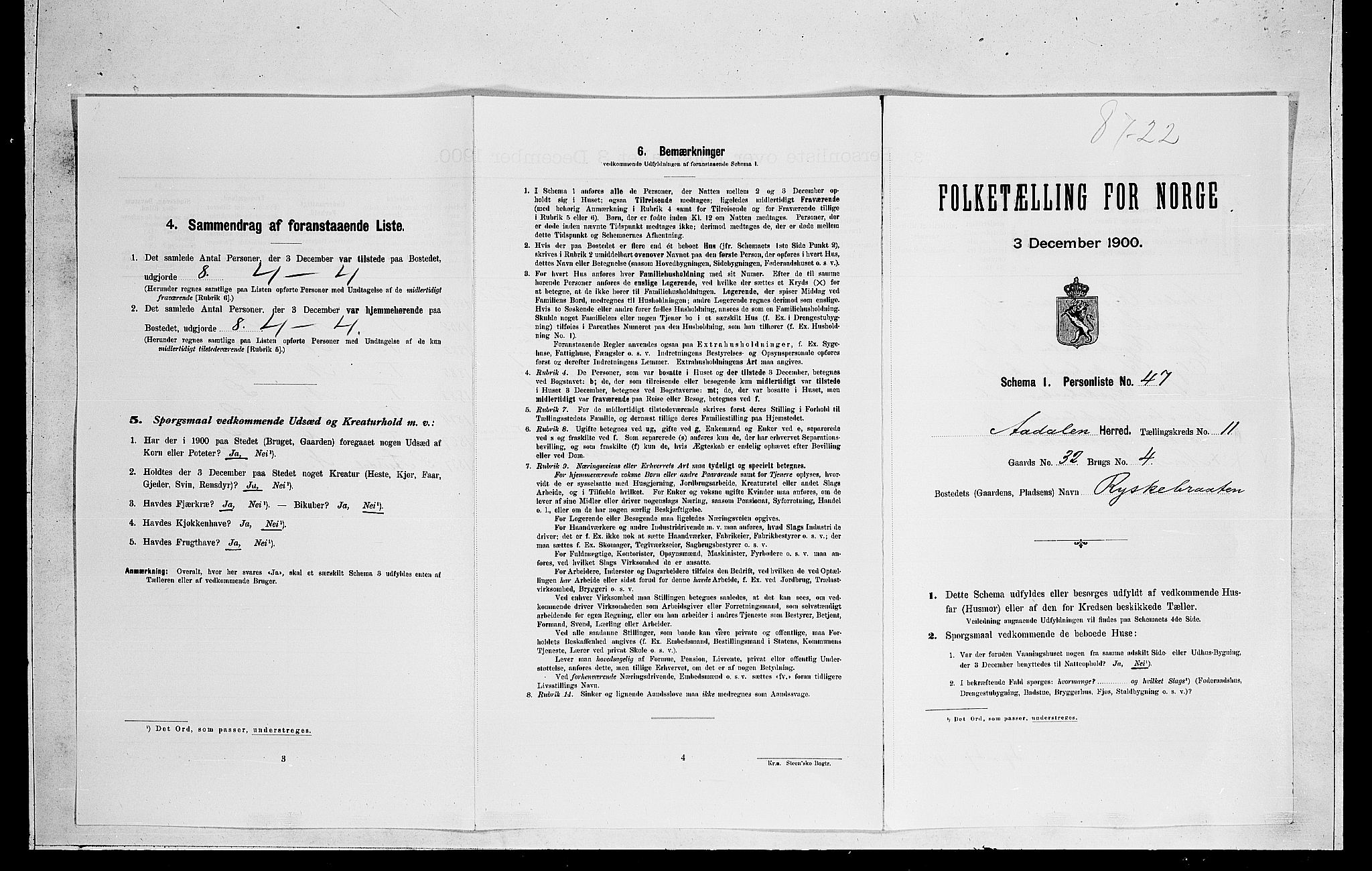 RA, Folketelling 1900 for 0614 Ådal herred, 1900, s. 830