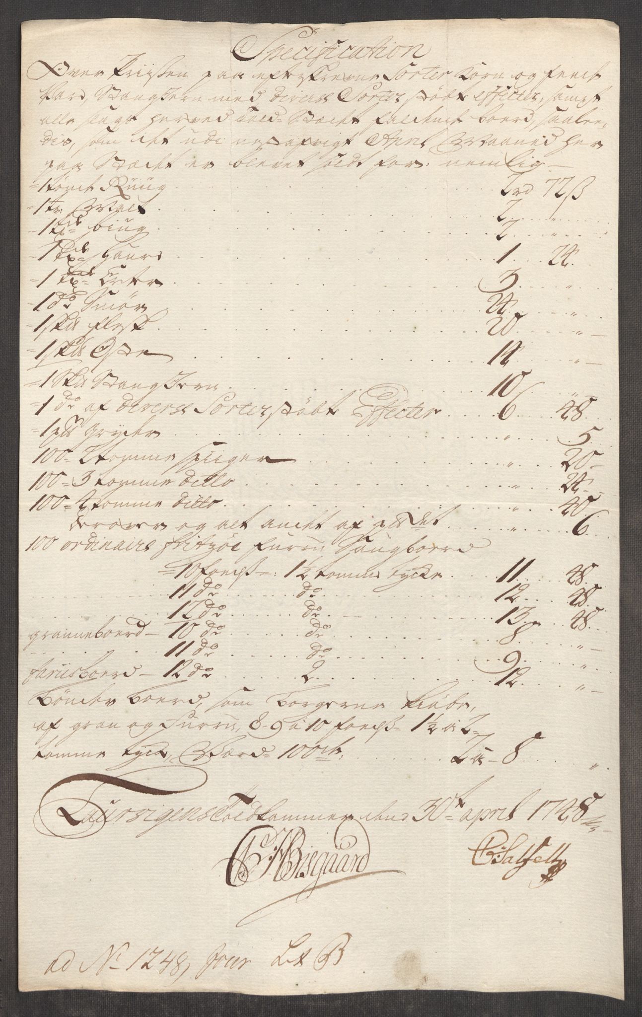 Rentekammeret inntil 1814, Realistisk ordnet avdeling, RA/EA-4070/Oe/L0003: [Ø1]: Priskuranter, 1745-1748, s. 778