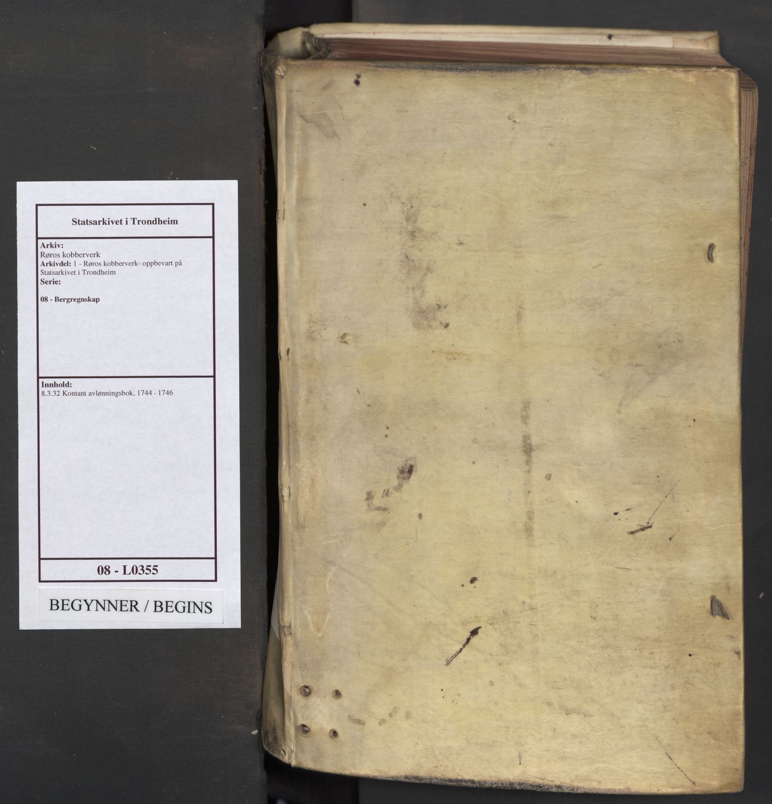 Røros kobberverk, SAT/PA-0211/1/08/L0355: 8.3.32 Kontant avlønningsbok, 1744-1746