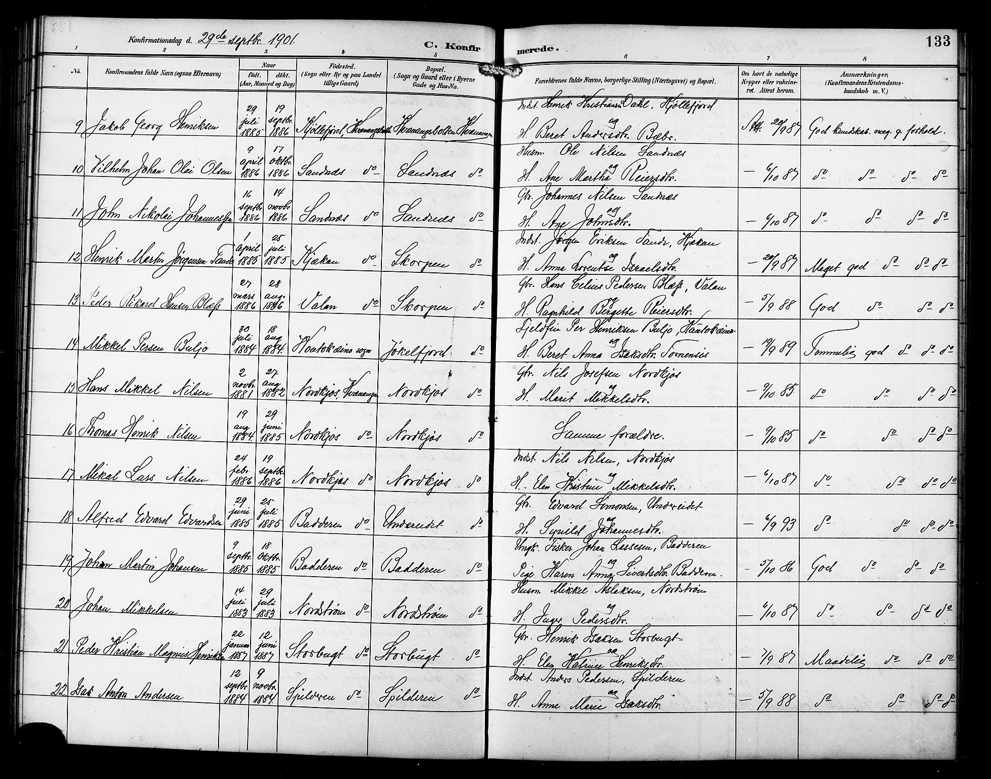 Skjervøy sokneprestkontor, SATØ/S-1300/H/Ha/Hab/L0016klokker: Klokkerbok nr. 16, 1891-1907, s. 133